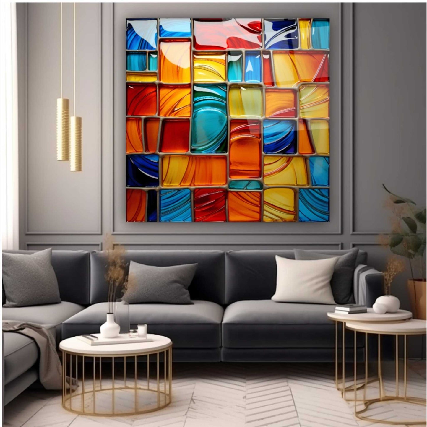 Abstract Design Glass Wall Art