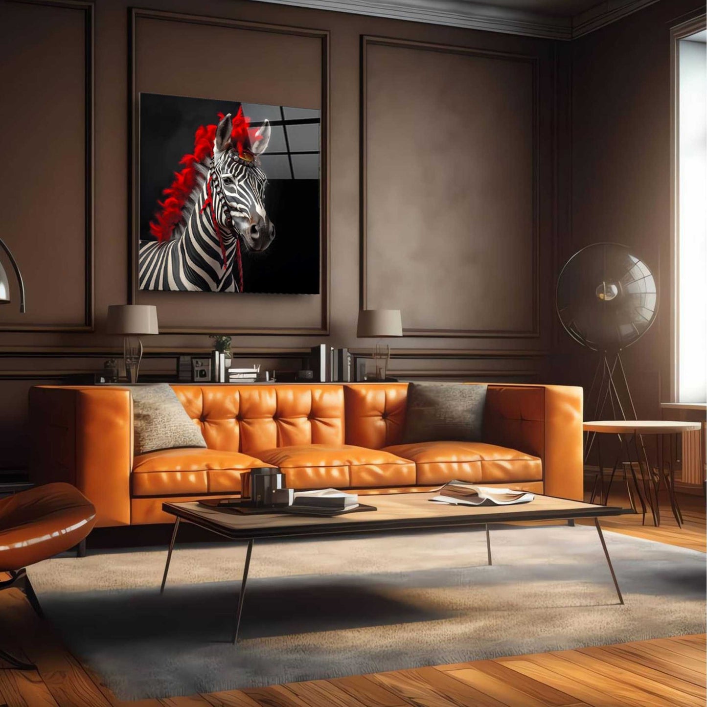 Red Zebra Glass Wall Art