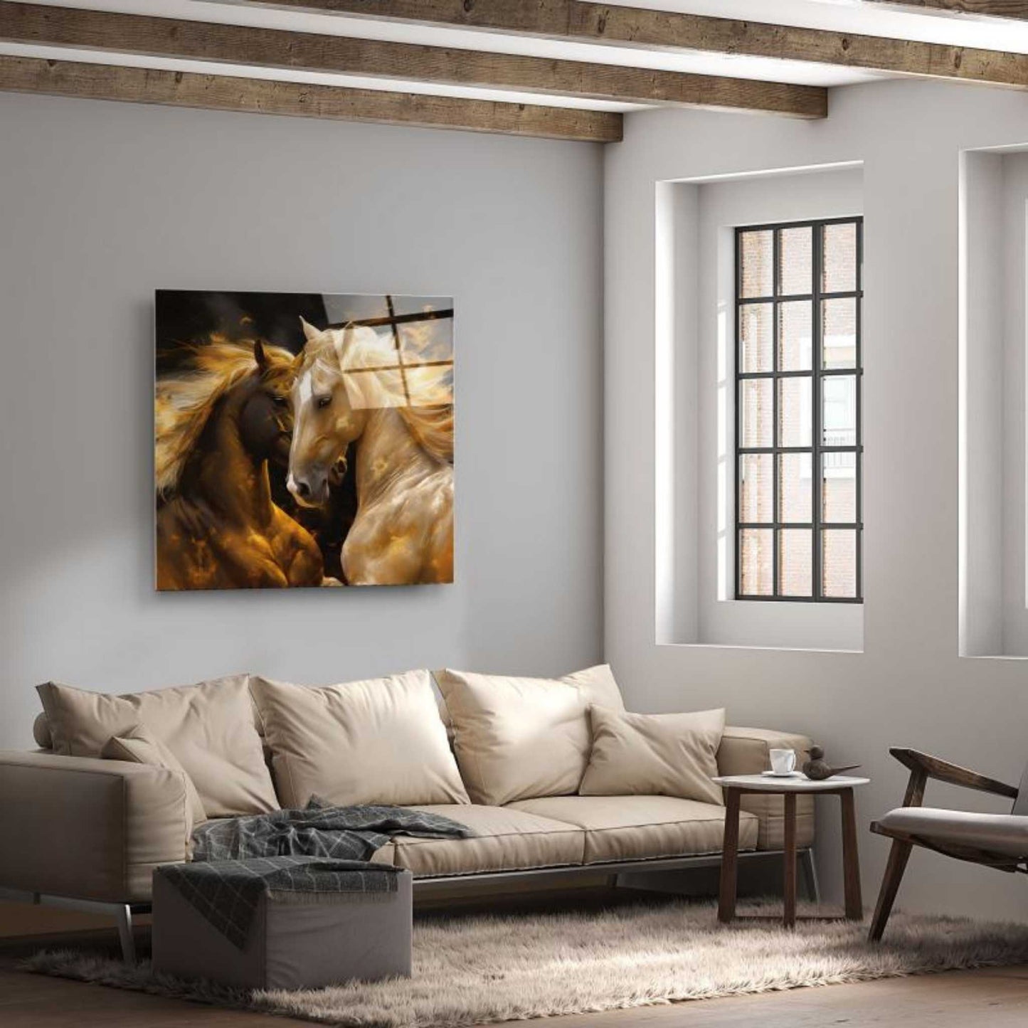 Two Horse Glass Wall Art