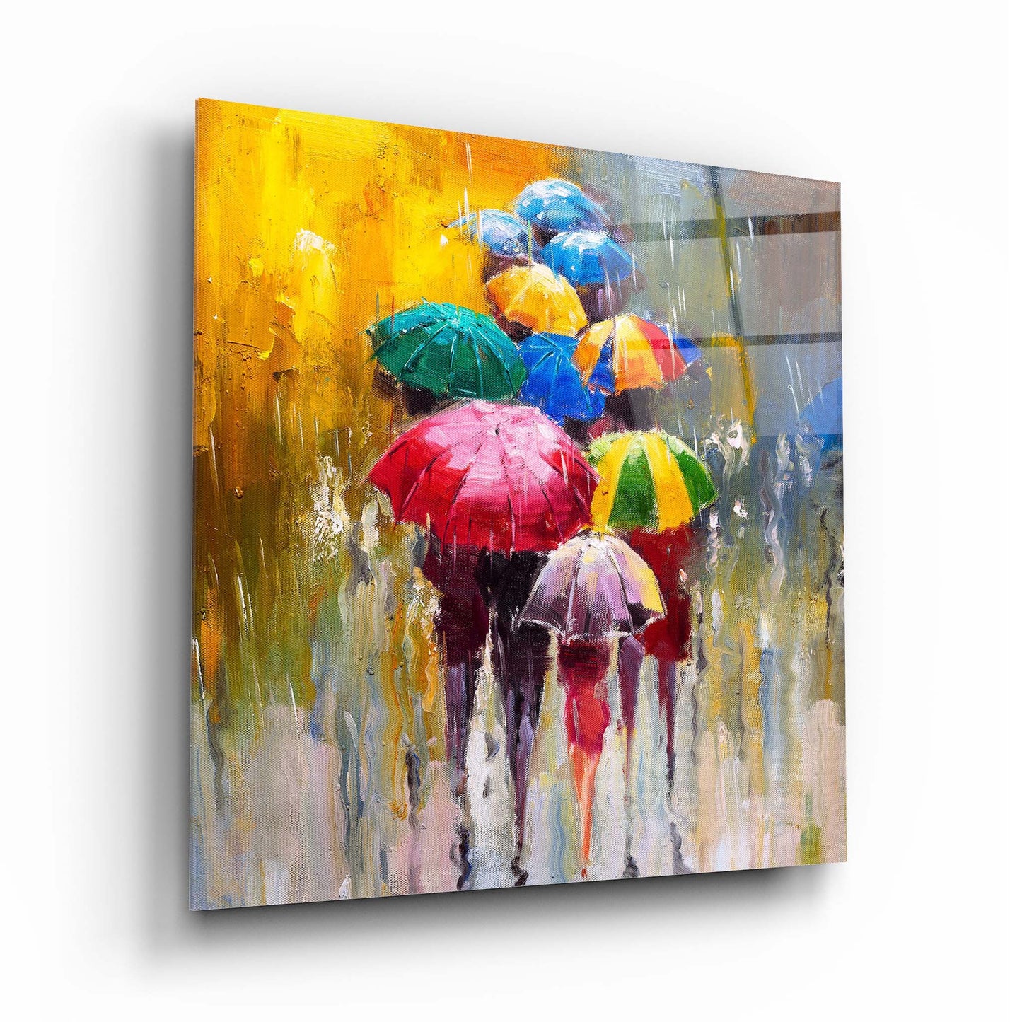 Colorful Umbrellas Glass Wall Art