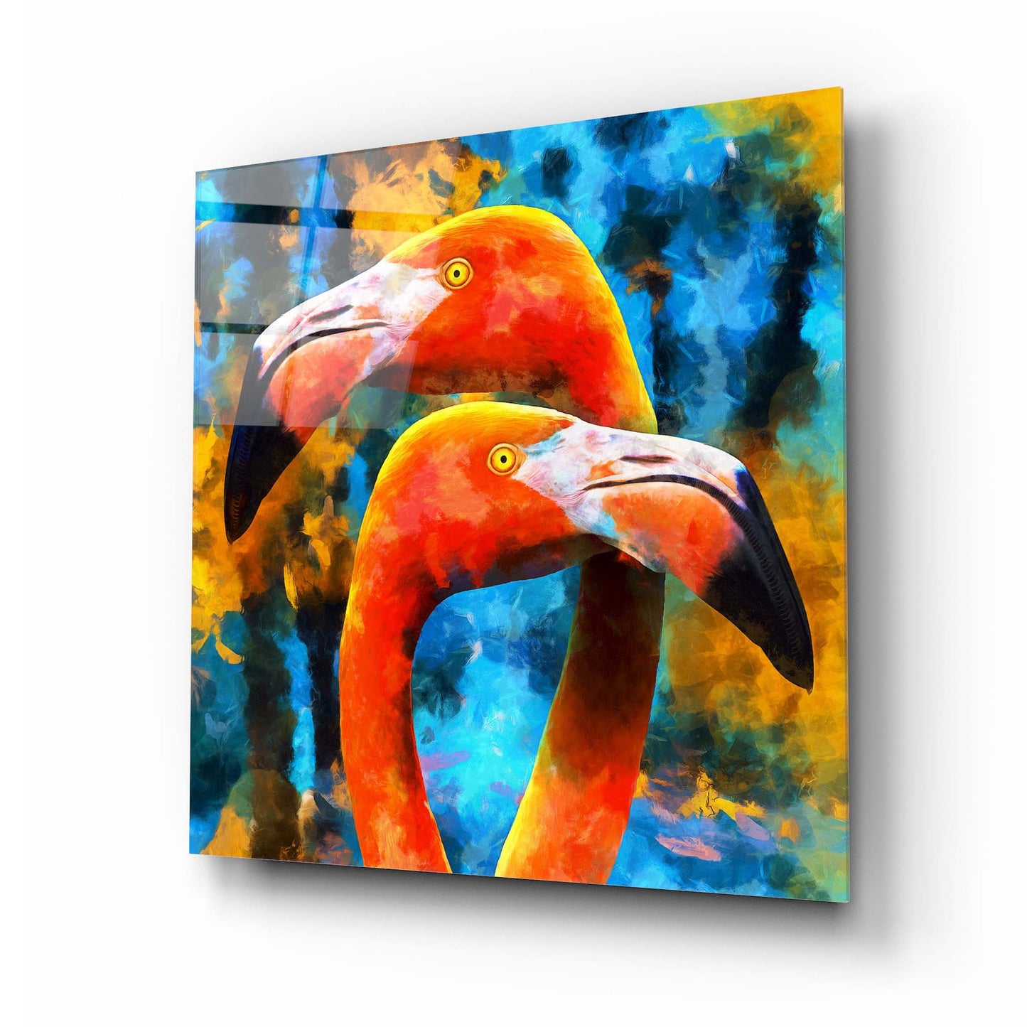 Flamingos Glass Wall Art