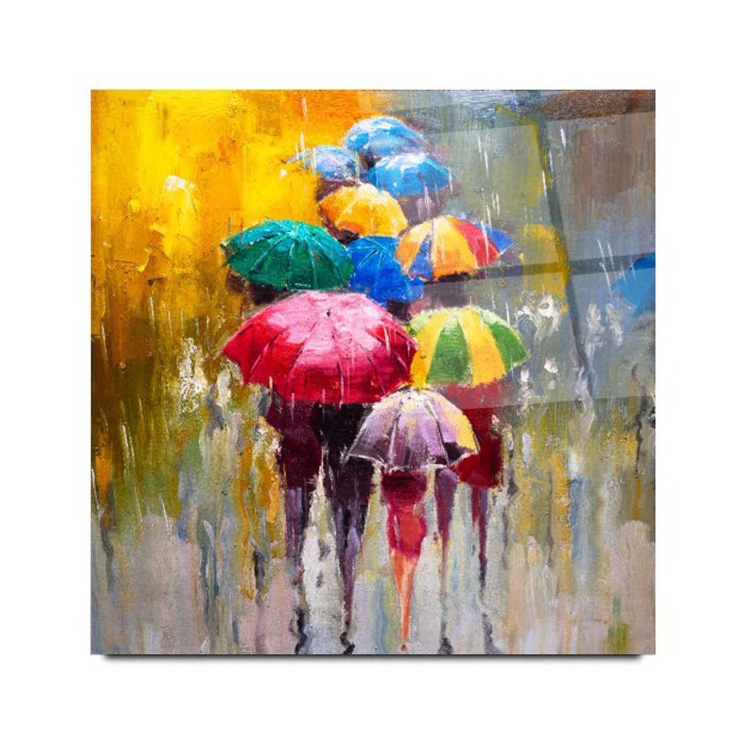 Colorful Umbrellas Glass Wall Art