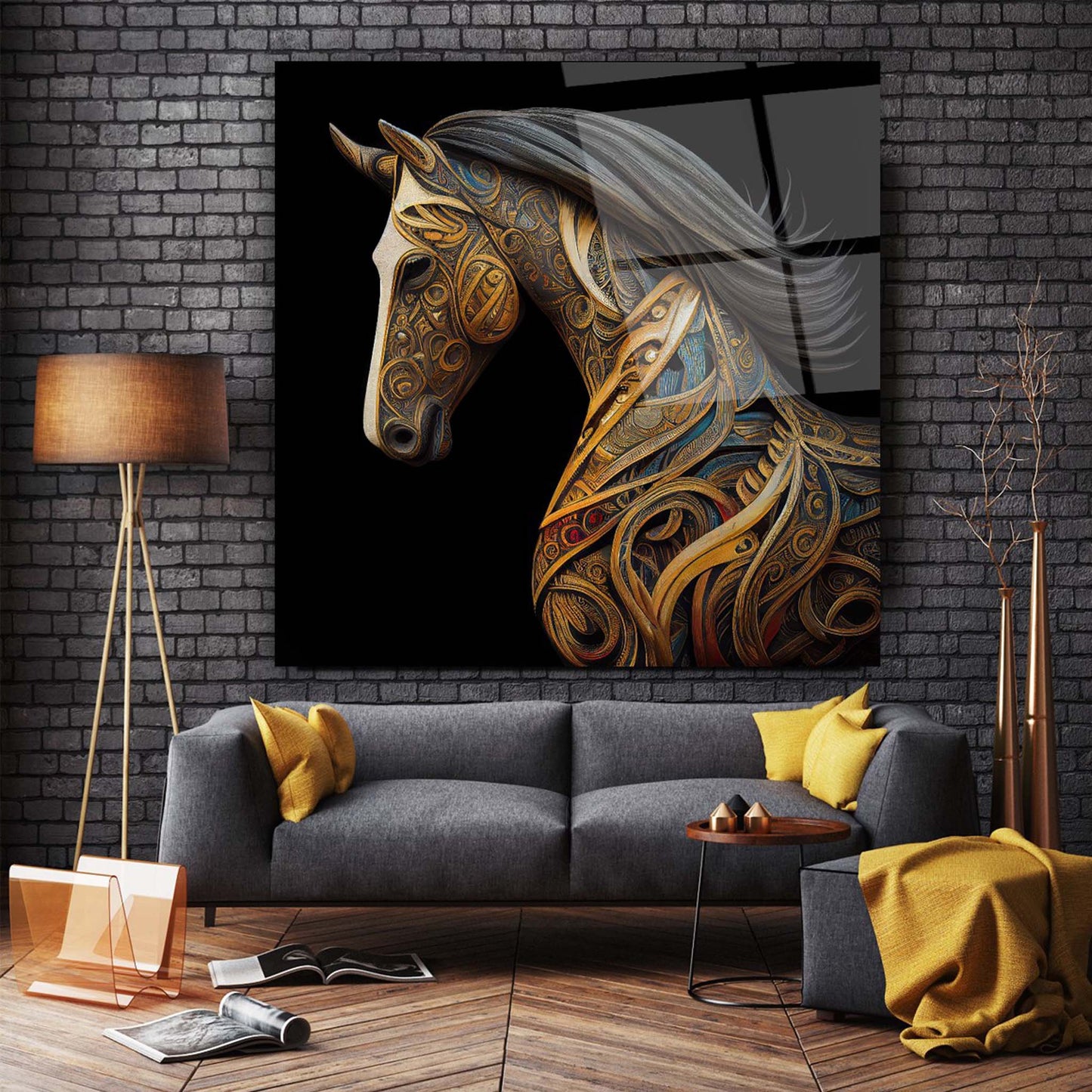 Colorful Horse Glass Wall Art
