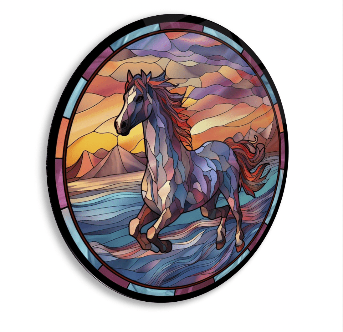 Colourful Horse Glass Wall Art