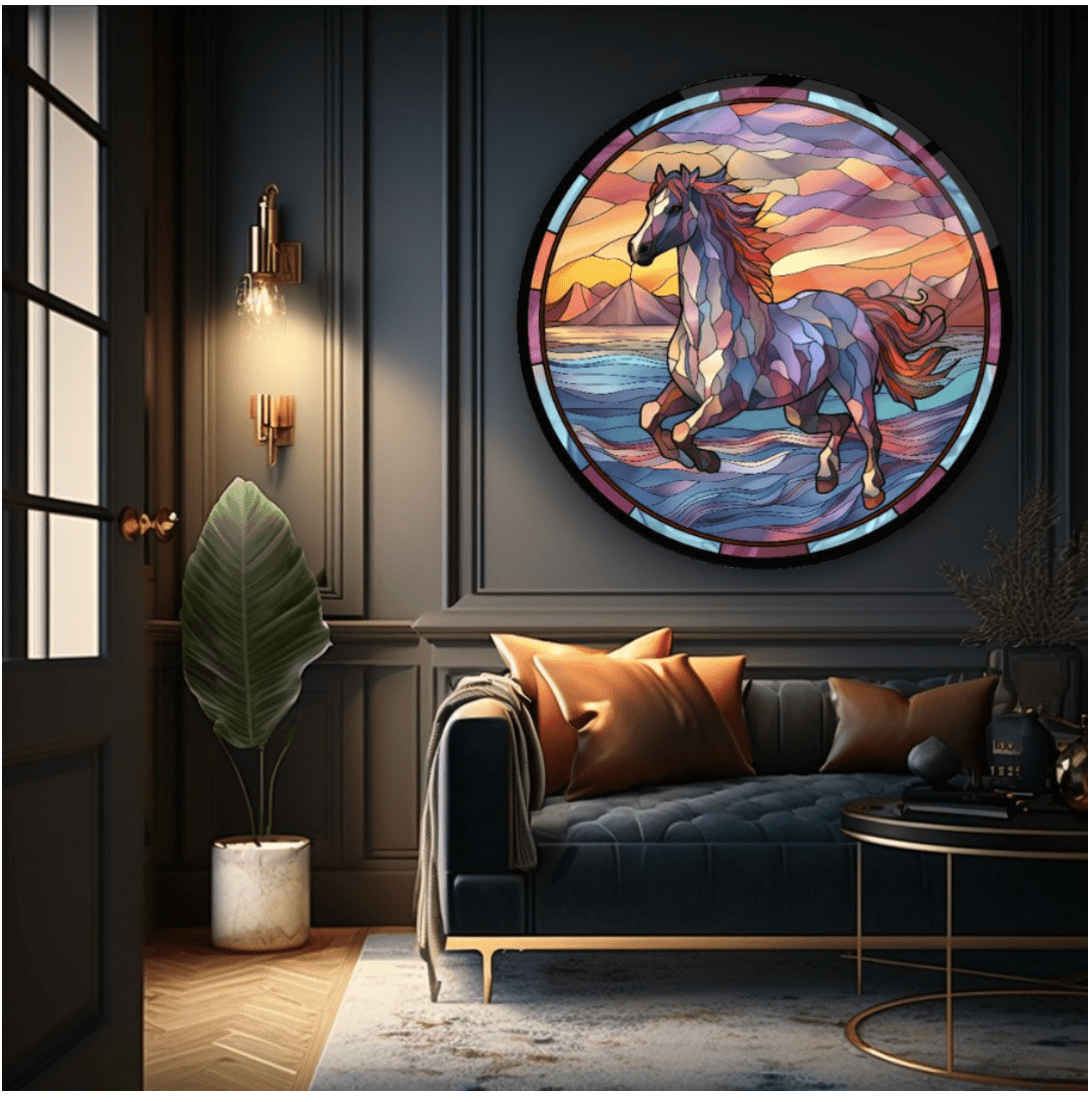 Colourful Horse Glass Wall Art