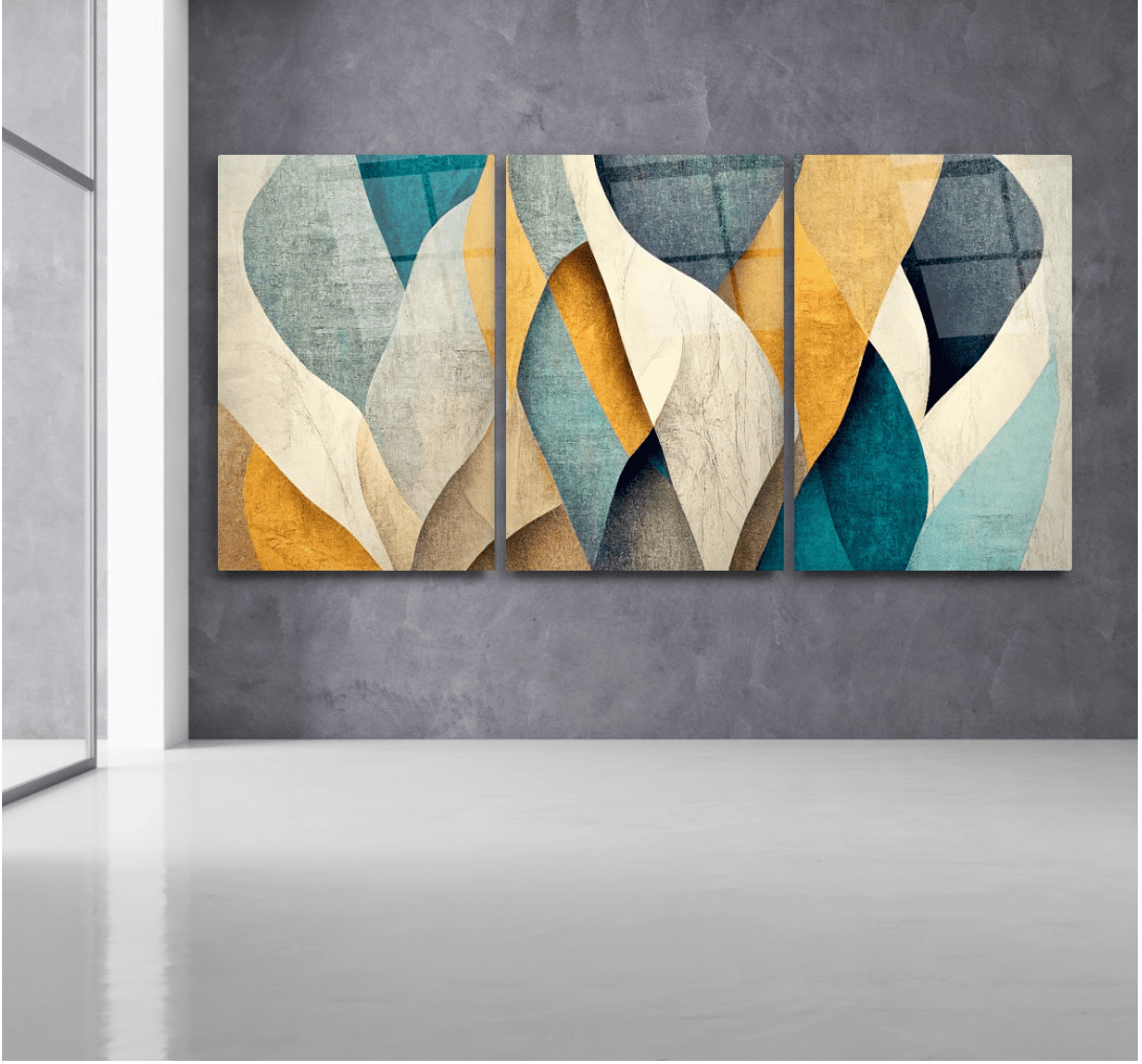 Colourful Wall Decor Glass Wall Art & Set of 3