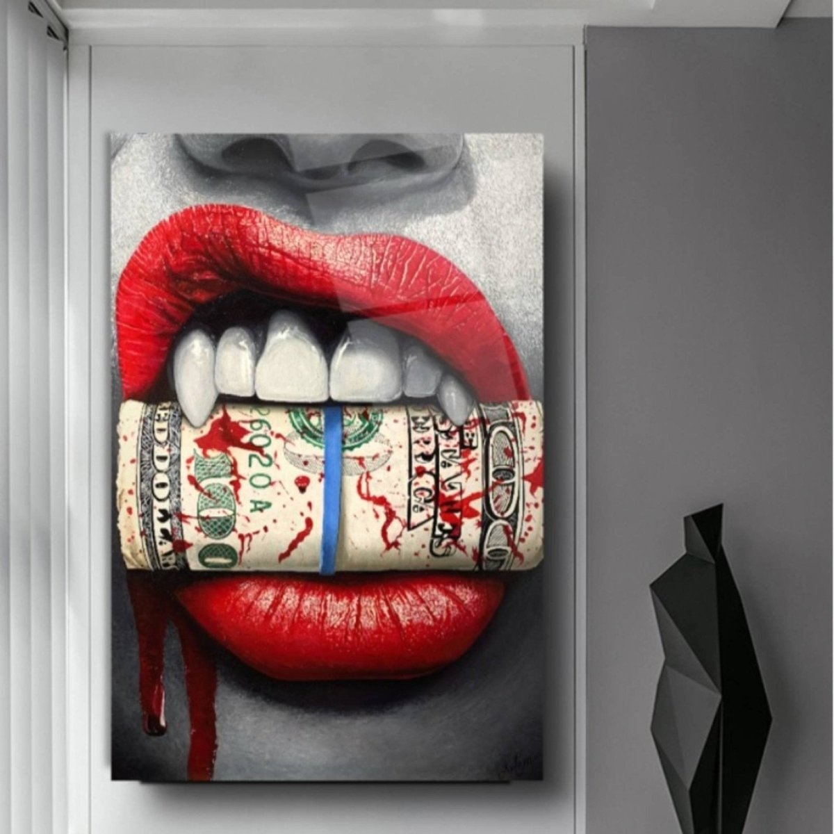 White Dollar Glass Painting - Artchi