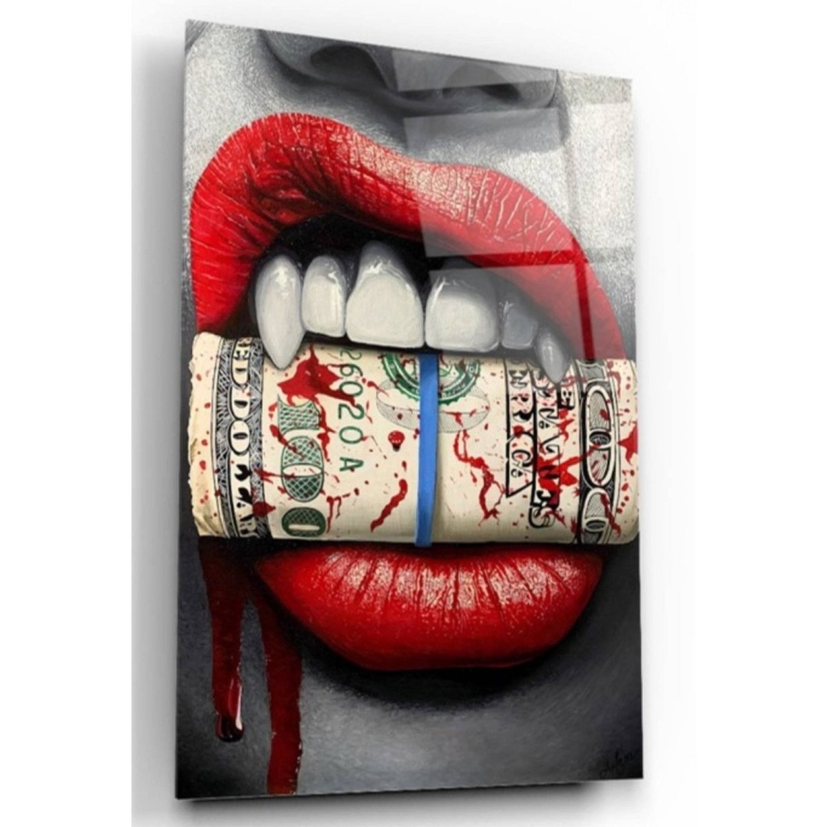 White Dollar Glass Painting - Artchi