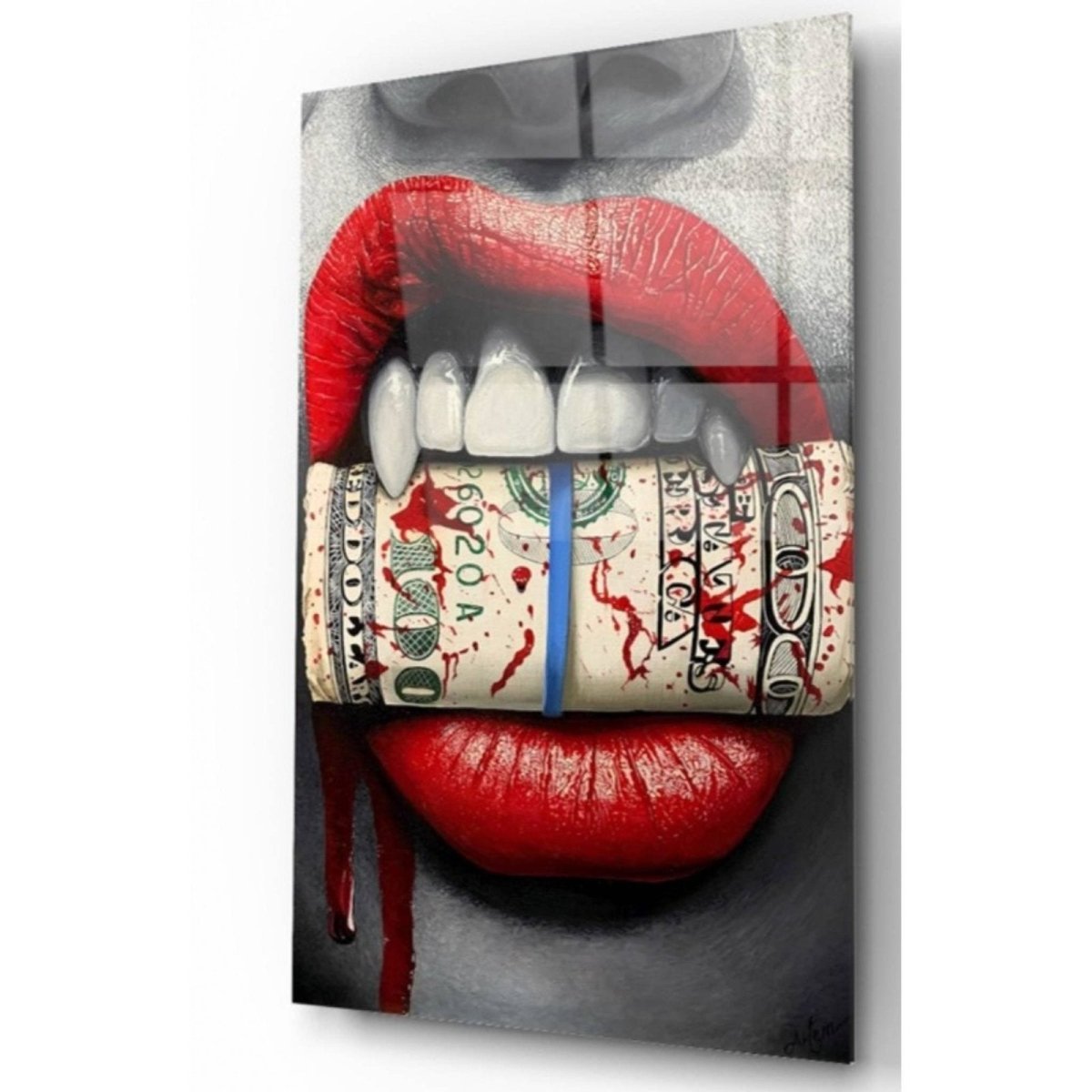 White Dollar Glass Painting - Artchi