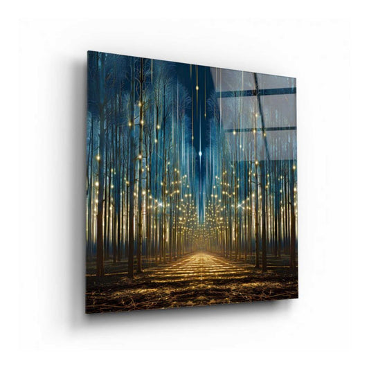 Starry Forest Glass Wall Art