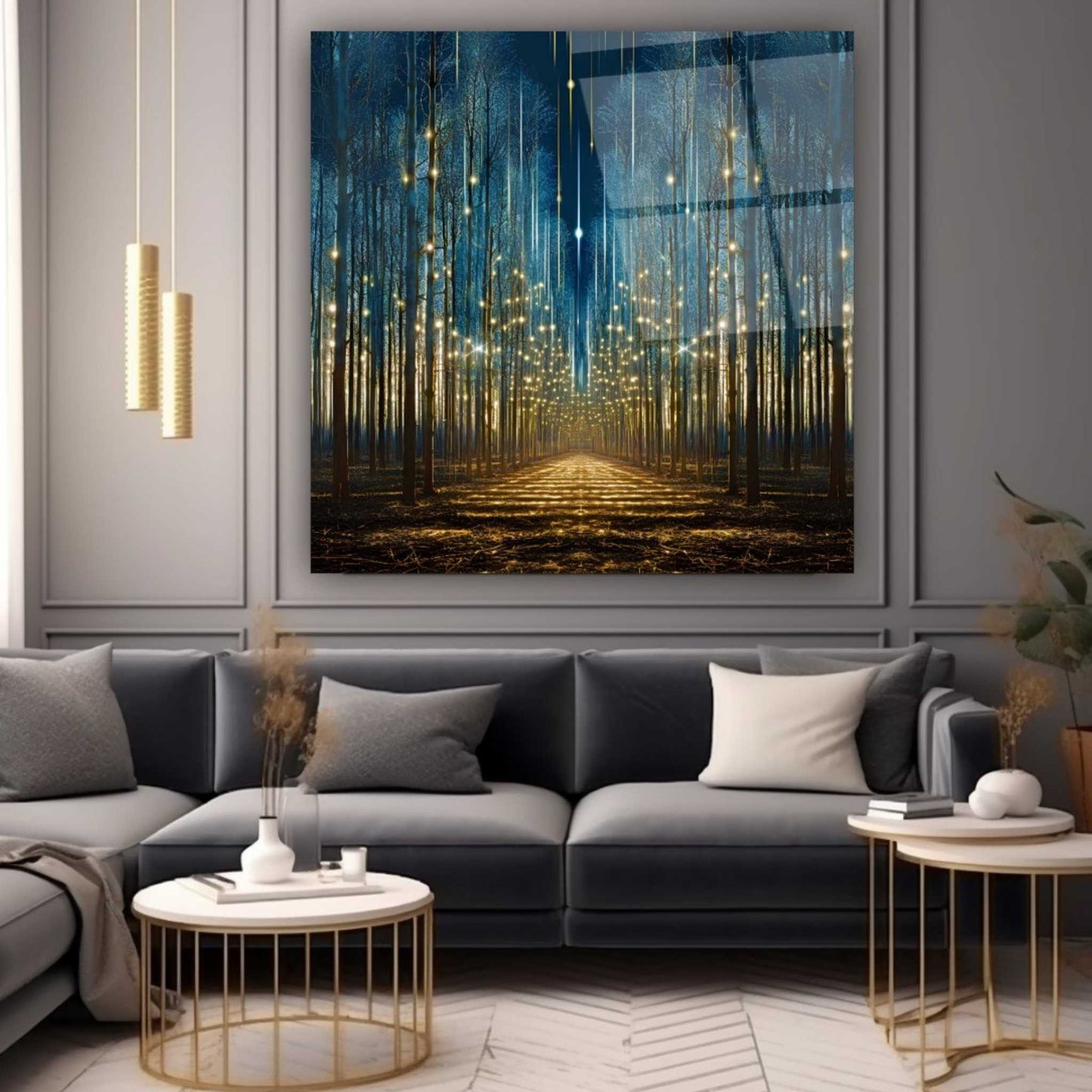 Starry Forest Glass Wall Art