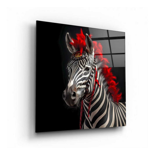 Red Zebra Glass Wall Art