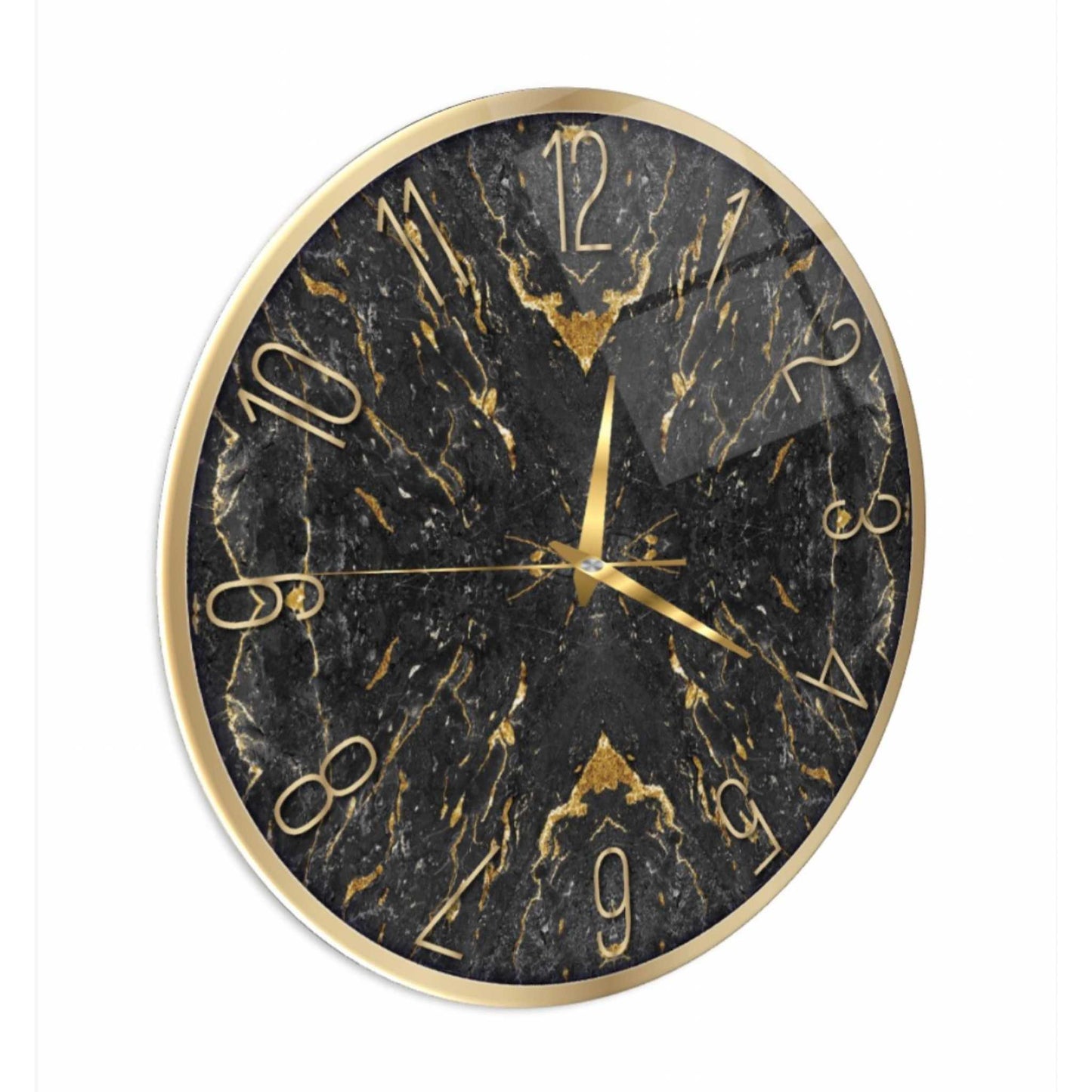 Marble Design Clock Glass Wall Art