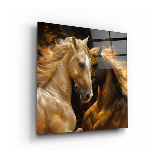 Two Horse Glass Wall Art