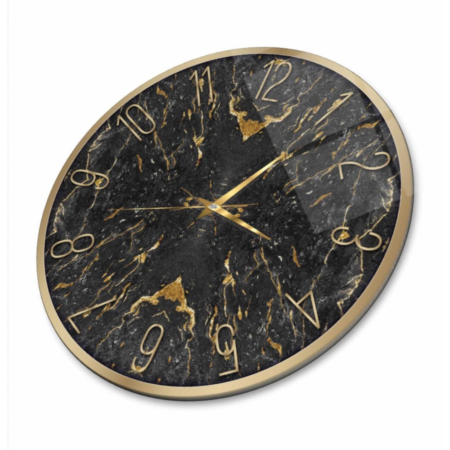 Marble Design Clock Glass Wall Art