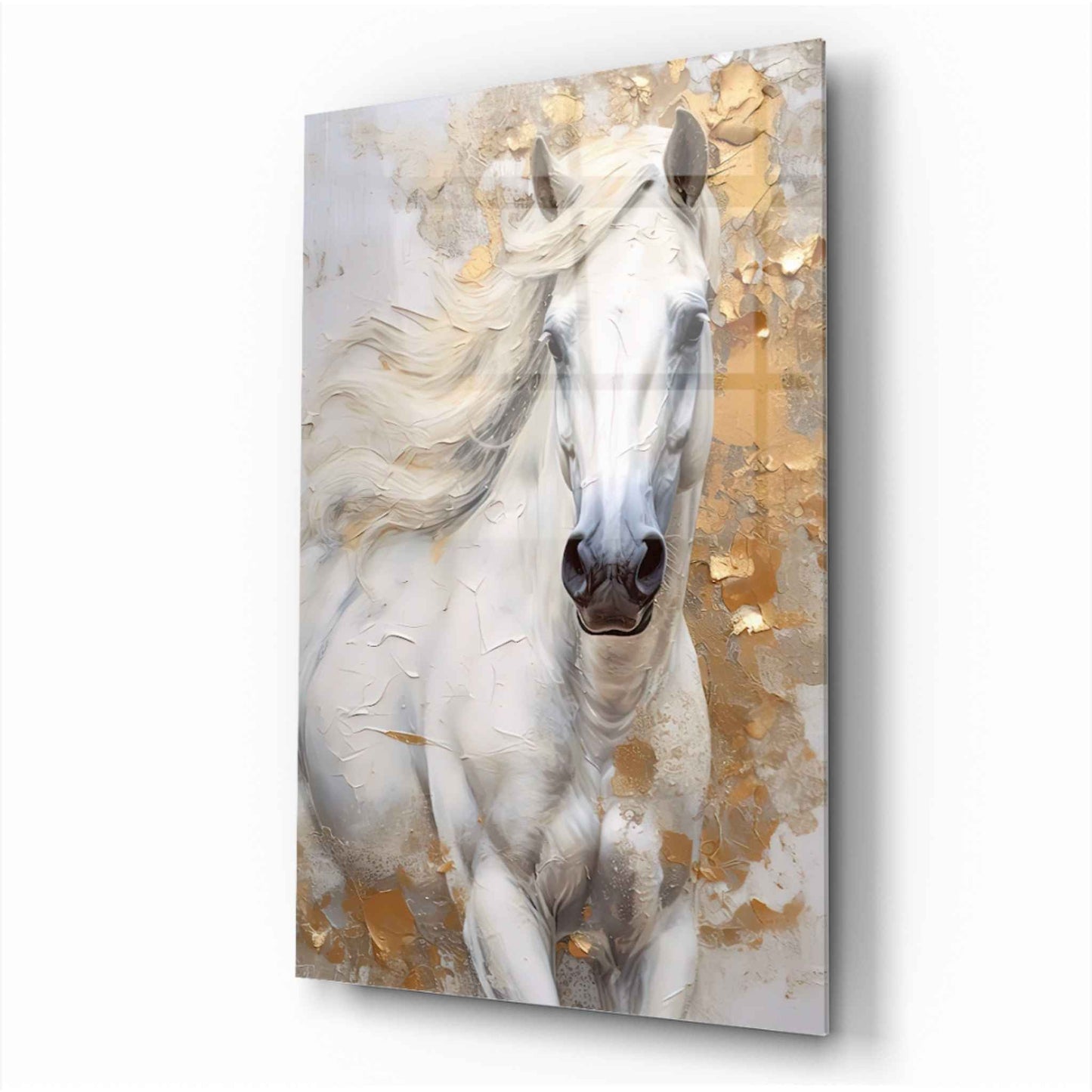 White Horse Glass Wall Art