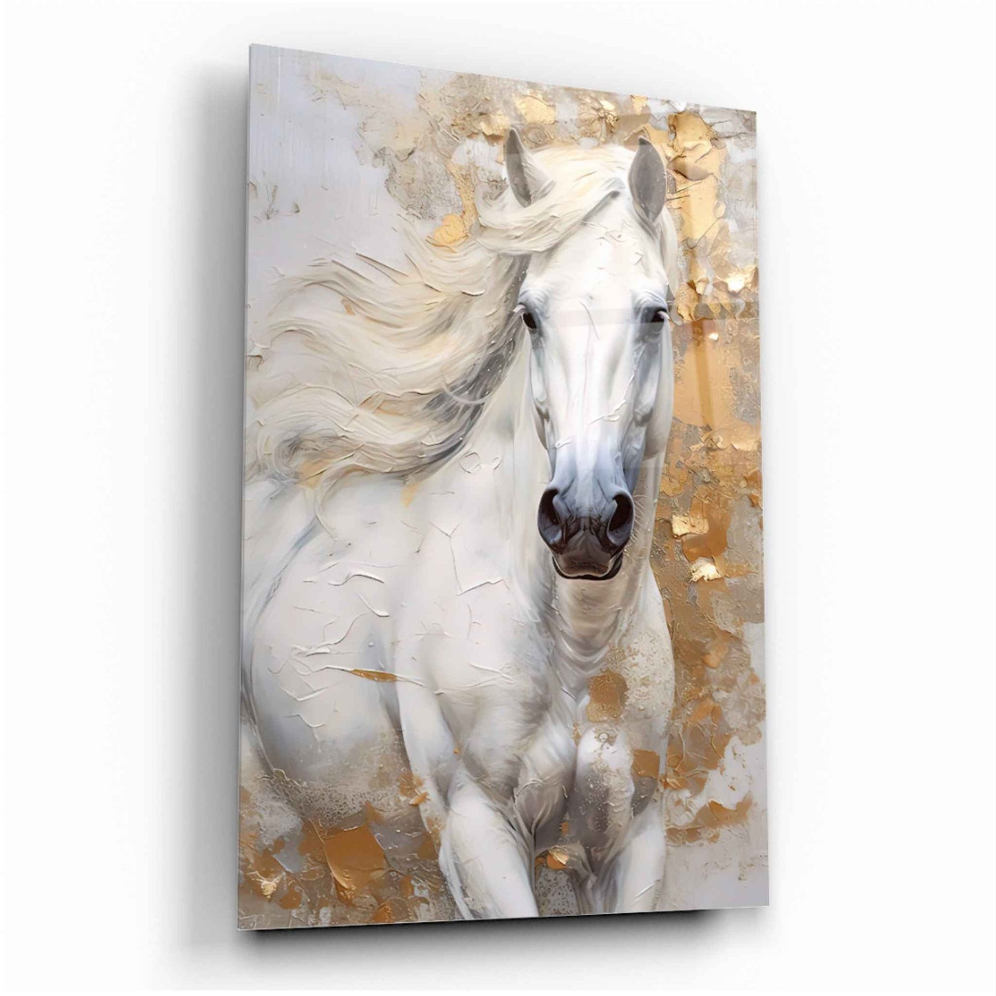 White Horse Glass Wall Art