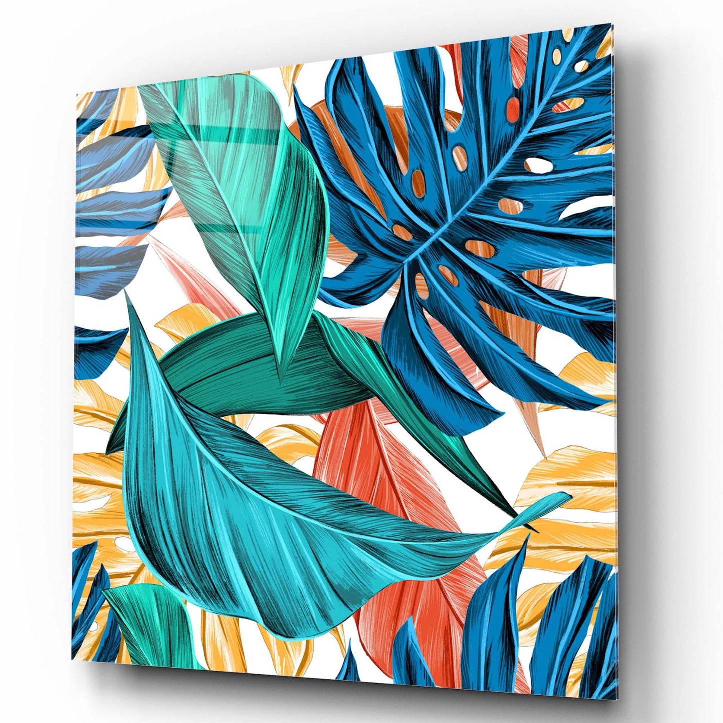 Tropical Leaves Glass Wall Art