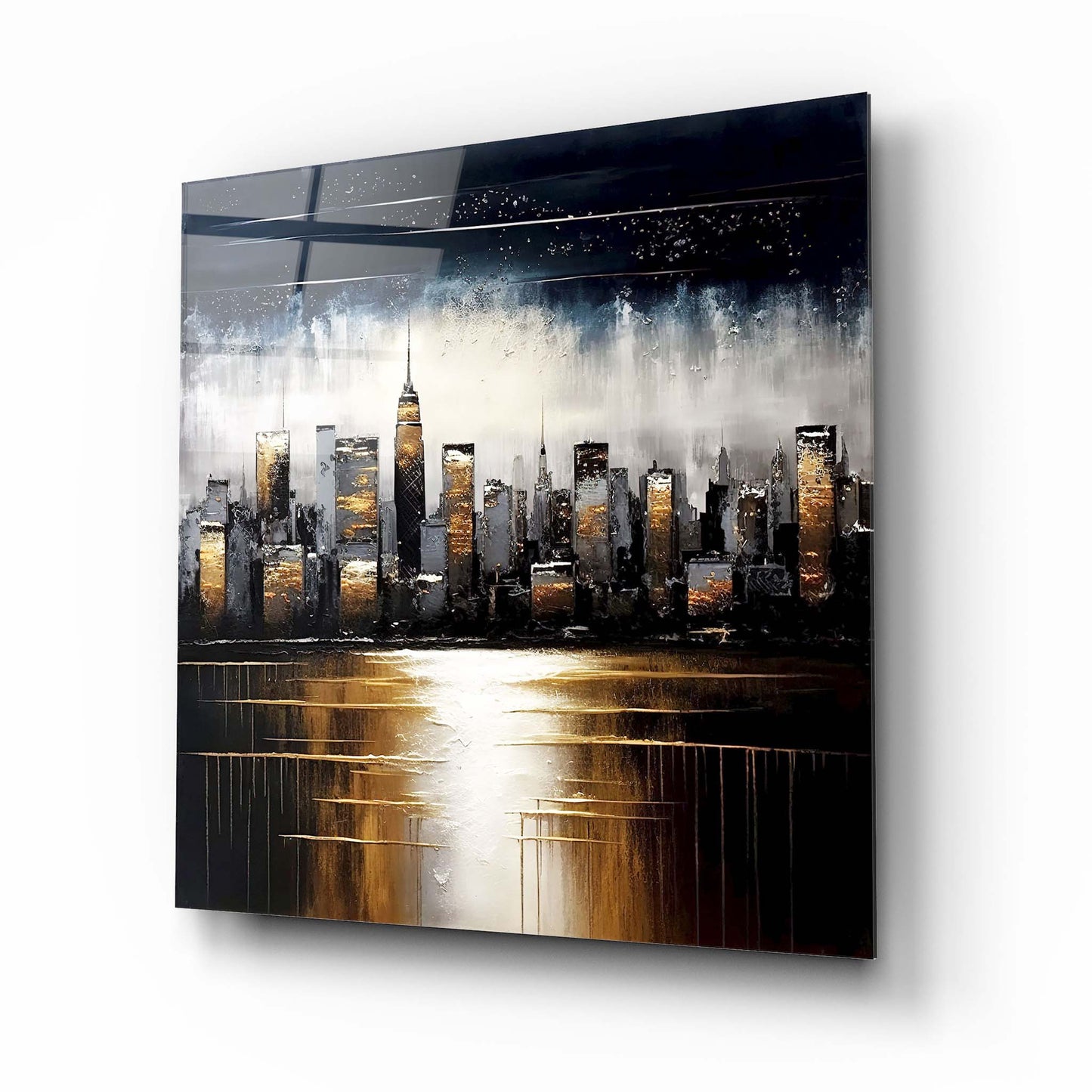 Cityscape Glass Wall Art Table