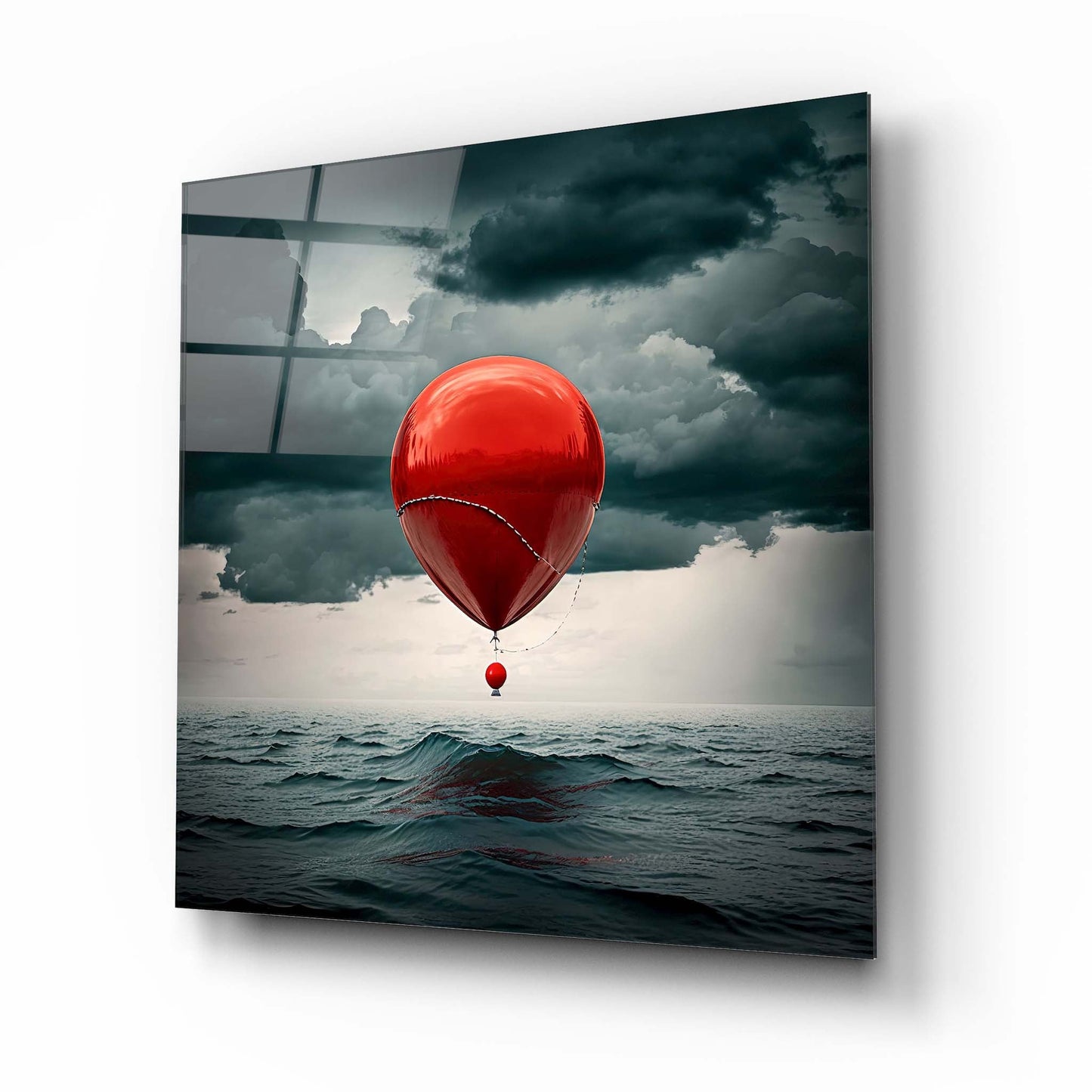 Flying Balloon Glass Wall Art