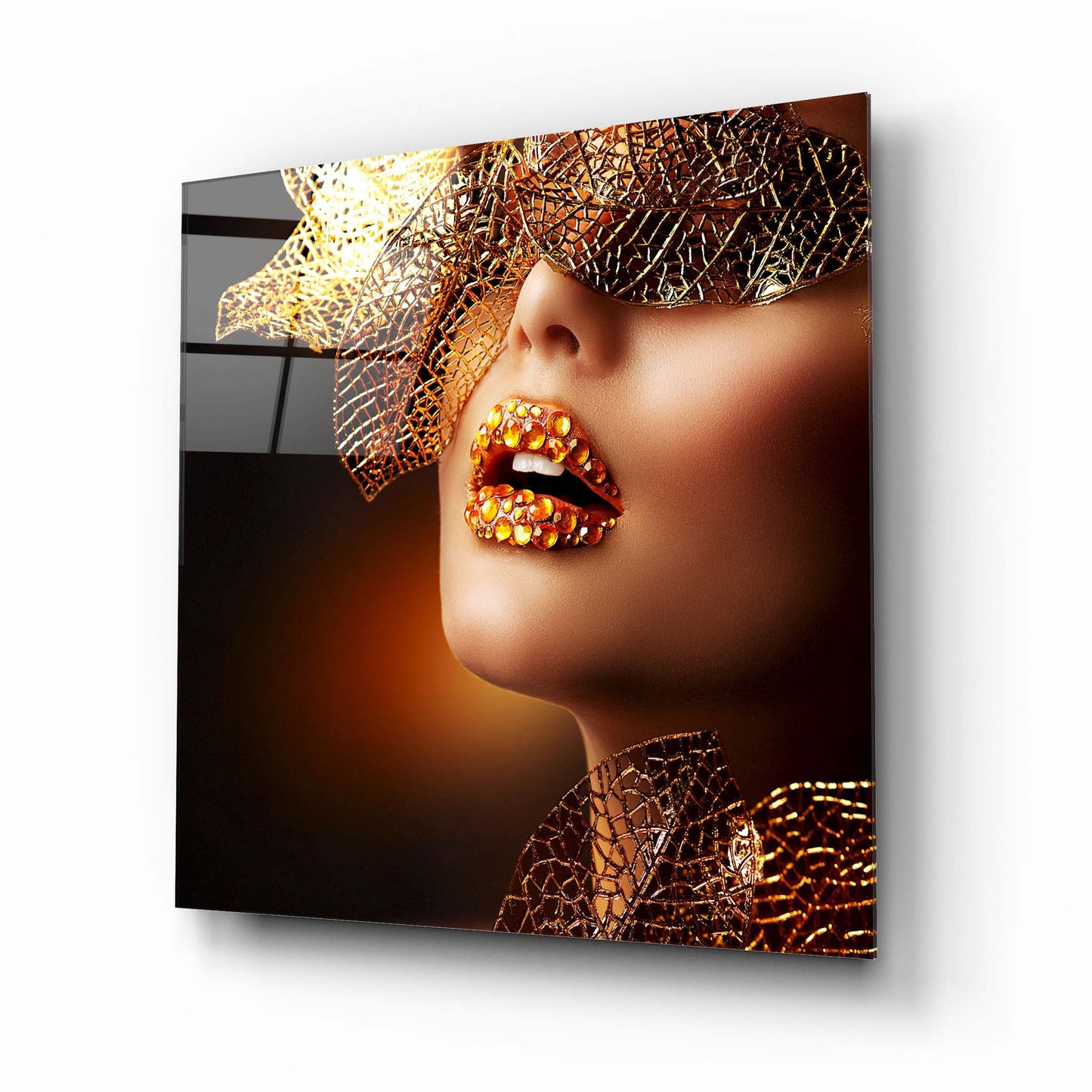 Gold Woman Glass Wall Art