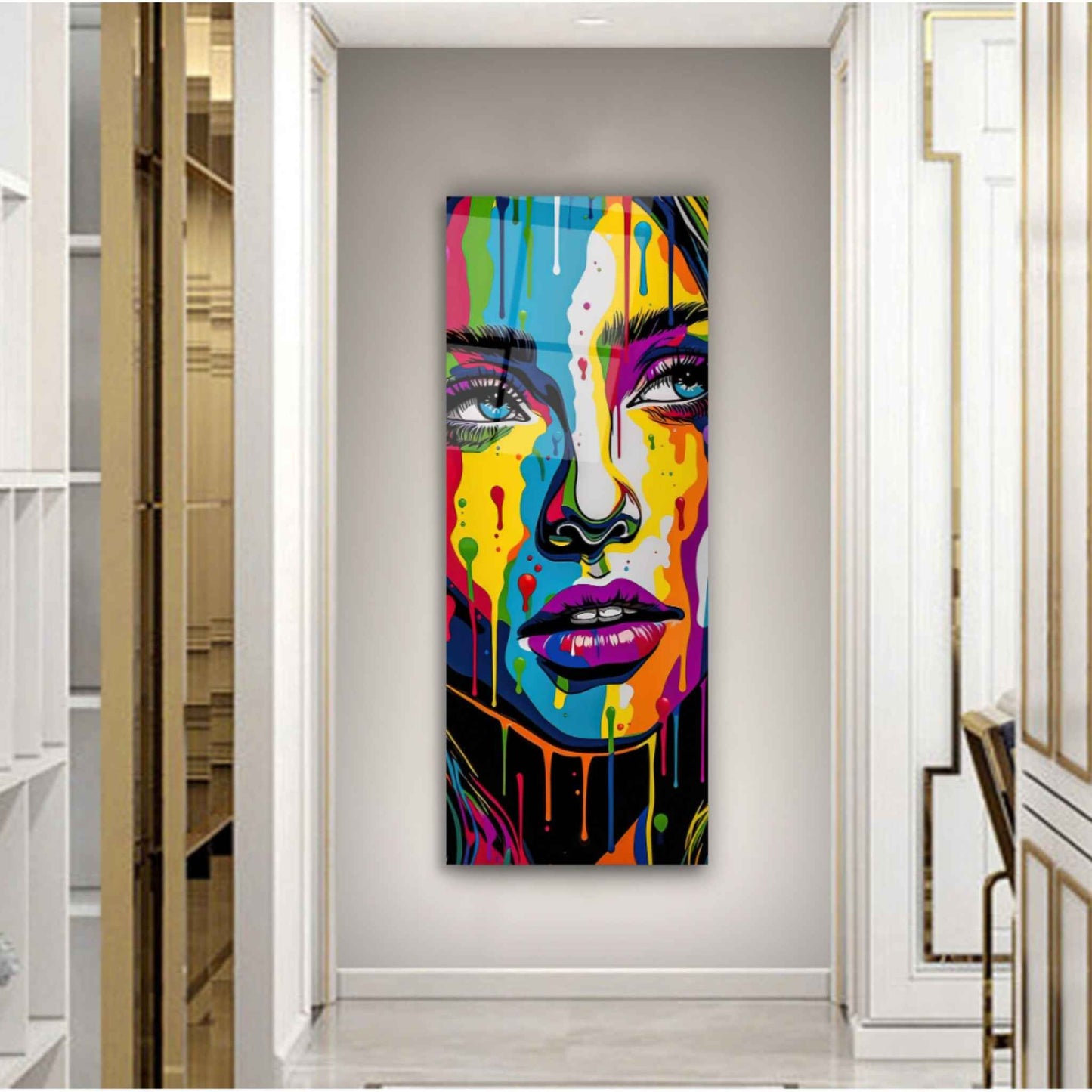 Colourful Face Glass Wall Art