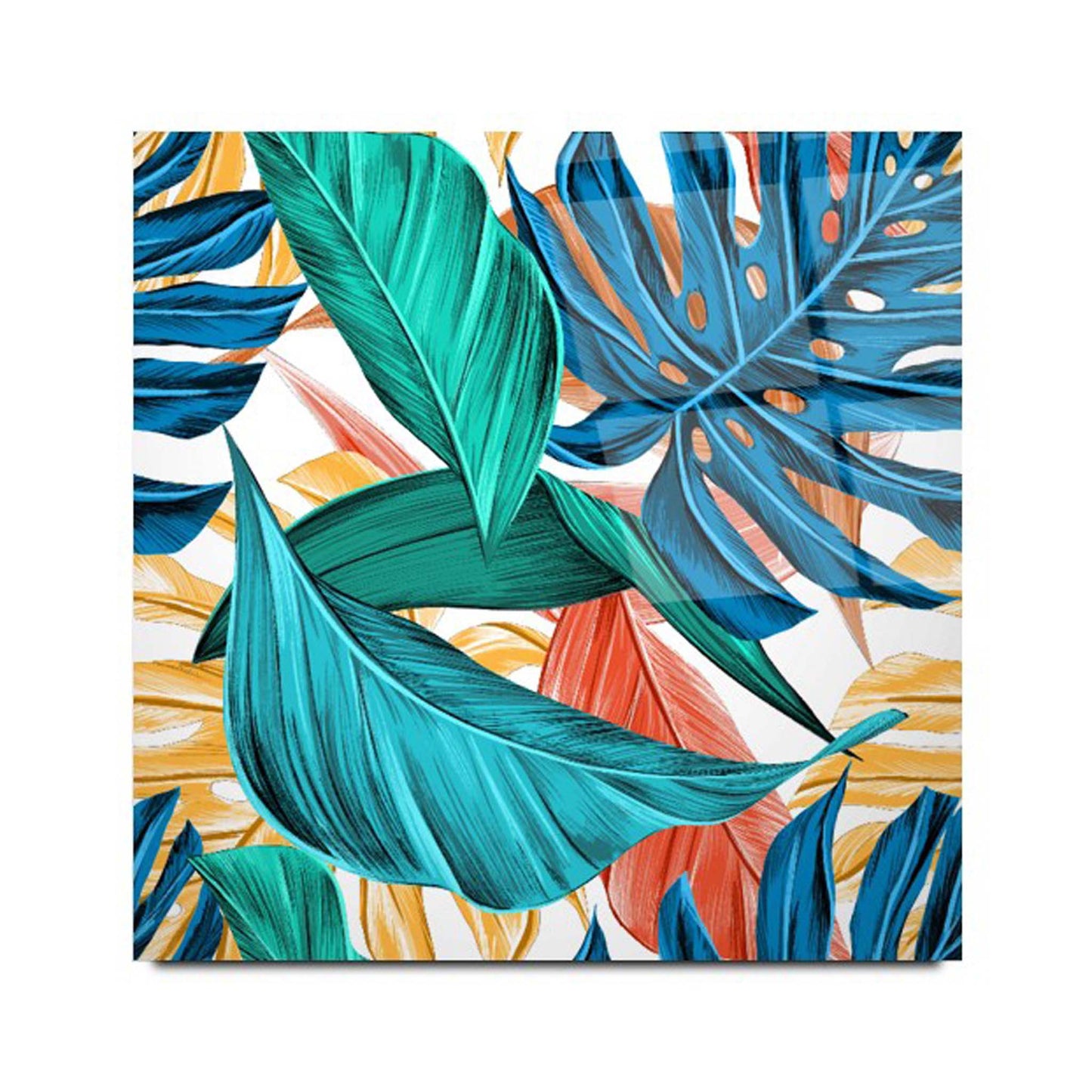 Tropical Leaves Glass Wall Art