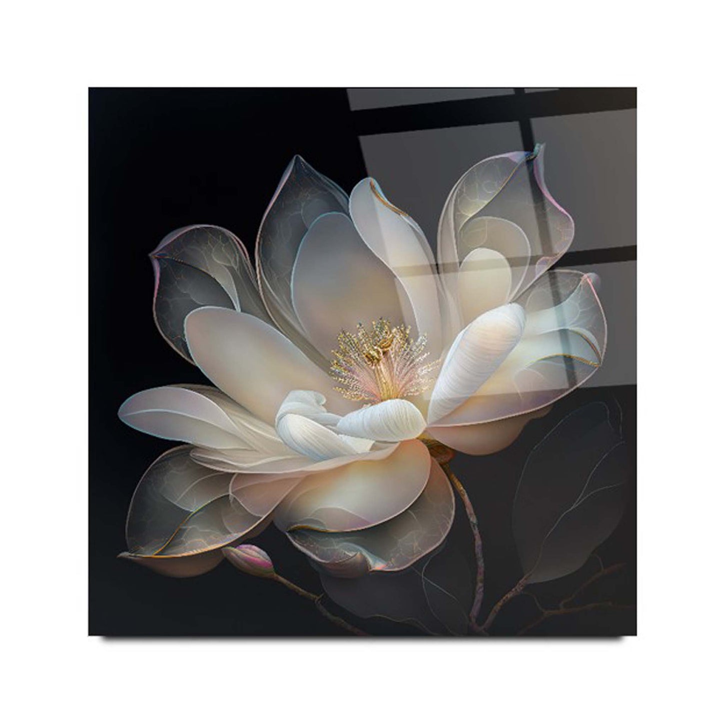 Lotus Flower Glass Wall Art 3