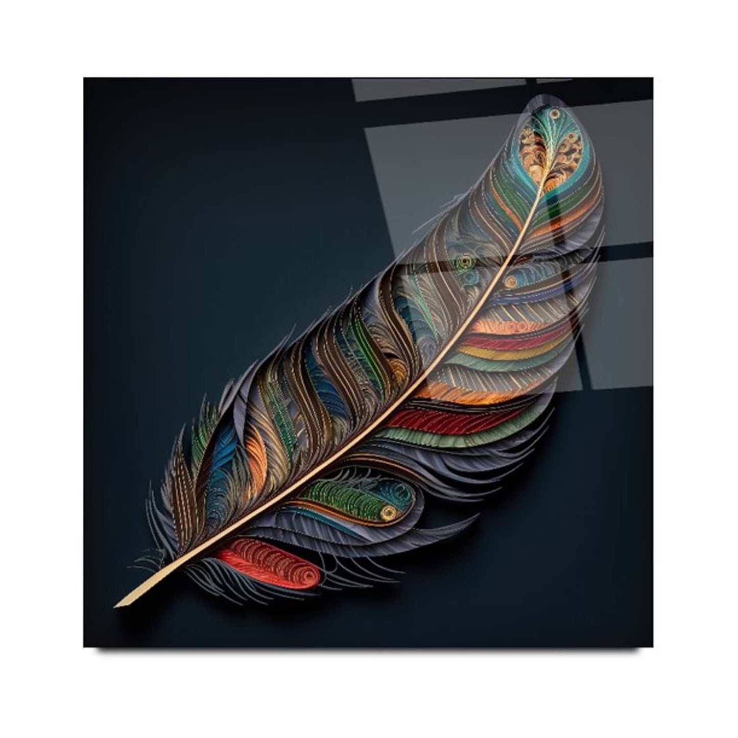 Feather Glass Wall Art 2