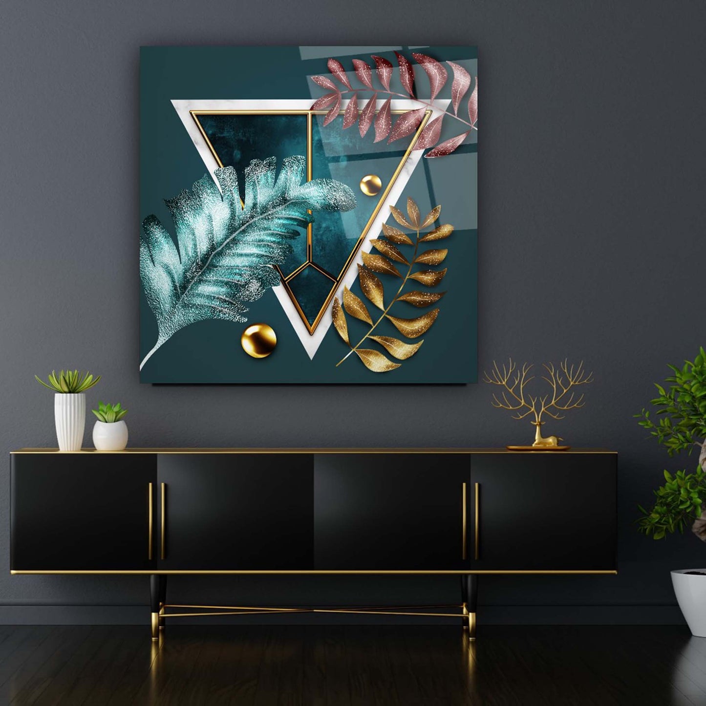 Leaves Glass Wall Art