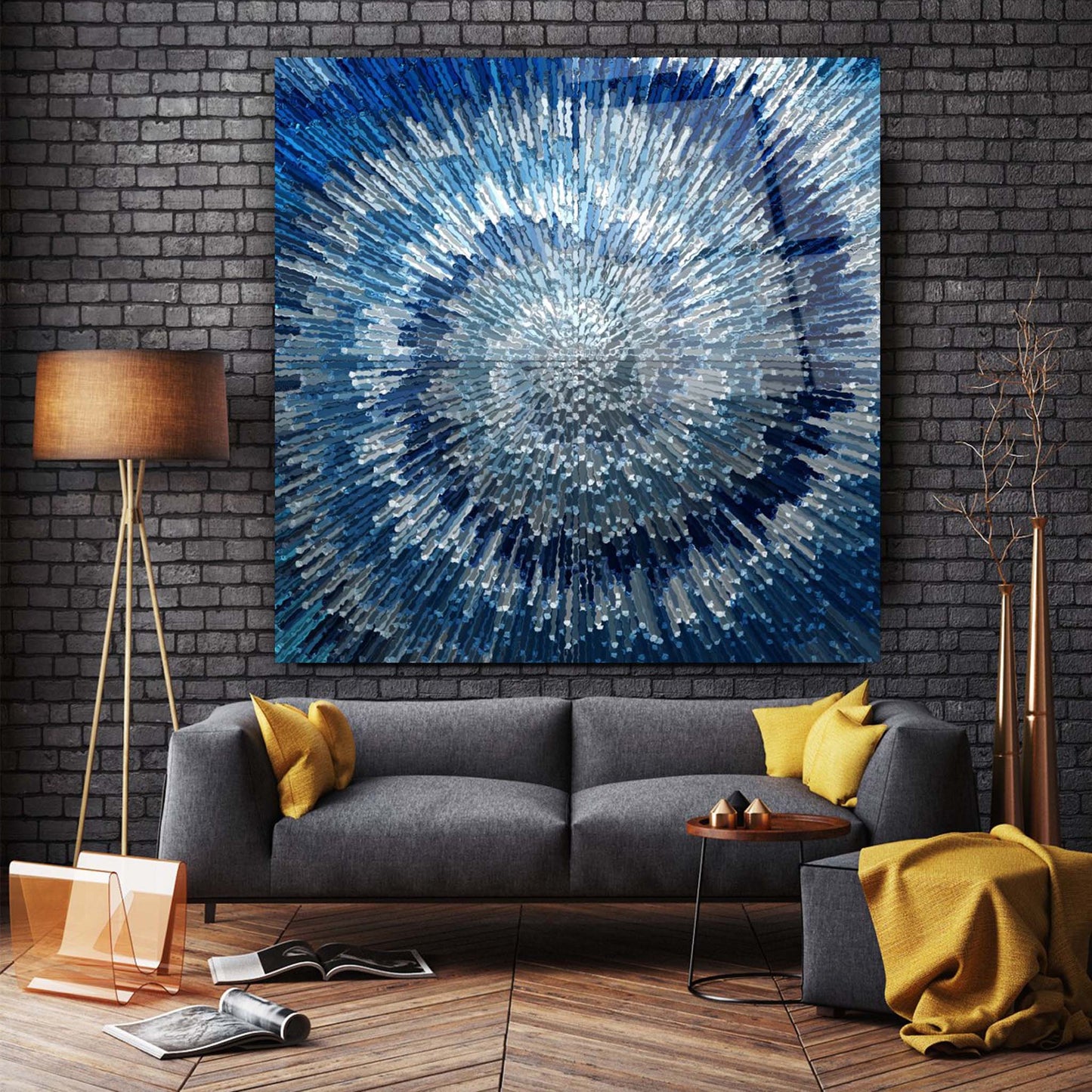 Abstract Blue Glass Wall Art 2