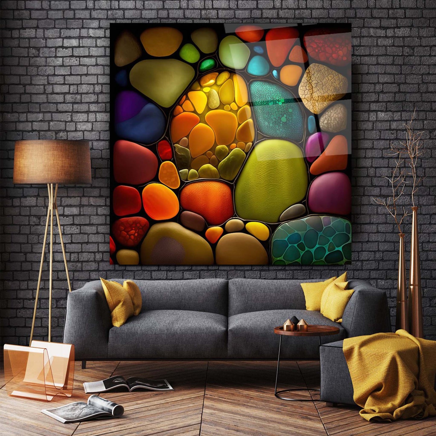 Colored Stained Glass Wall Art Table