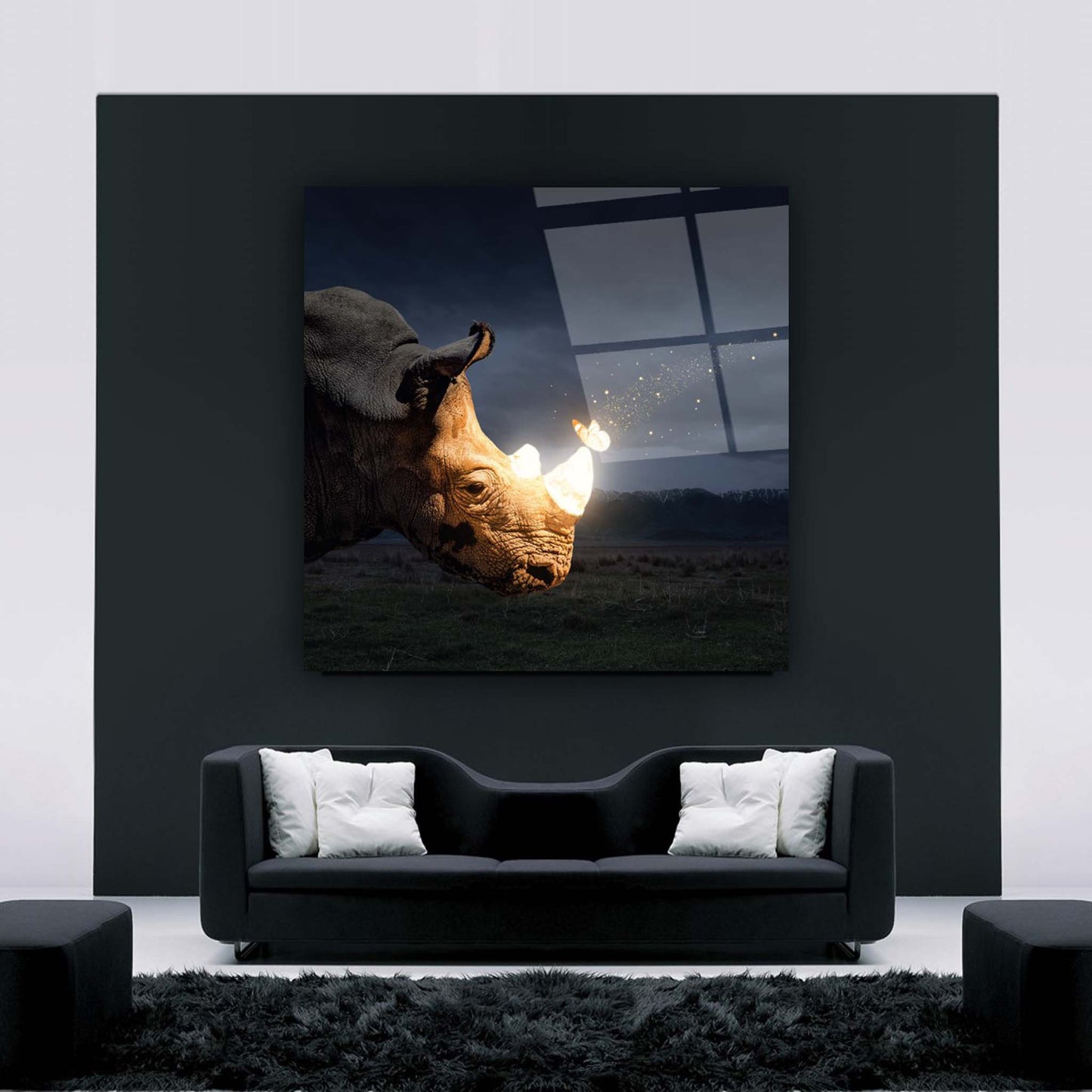 Rhino Glass Wall Art