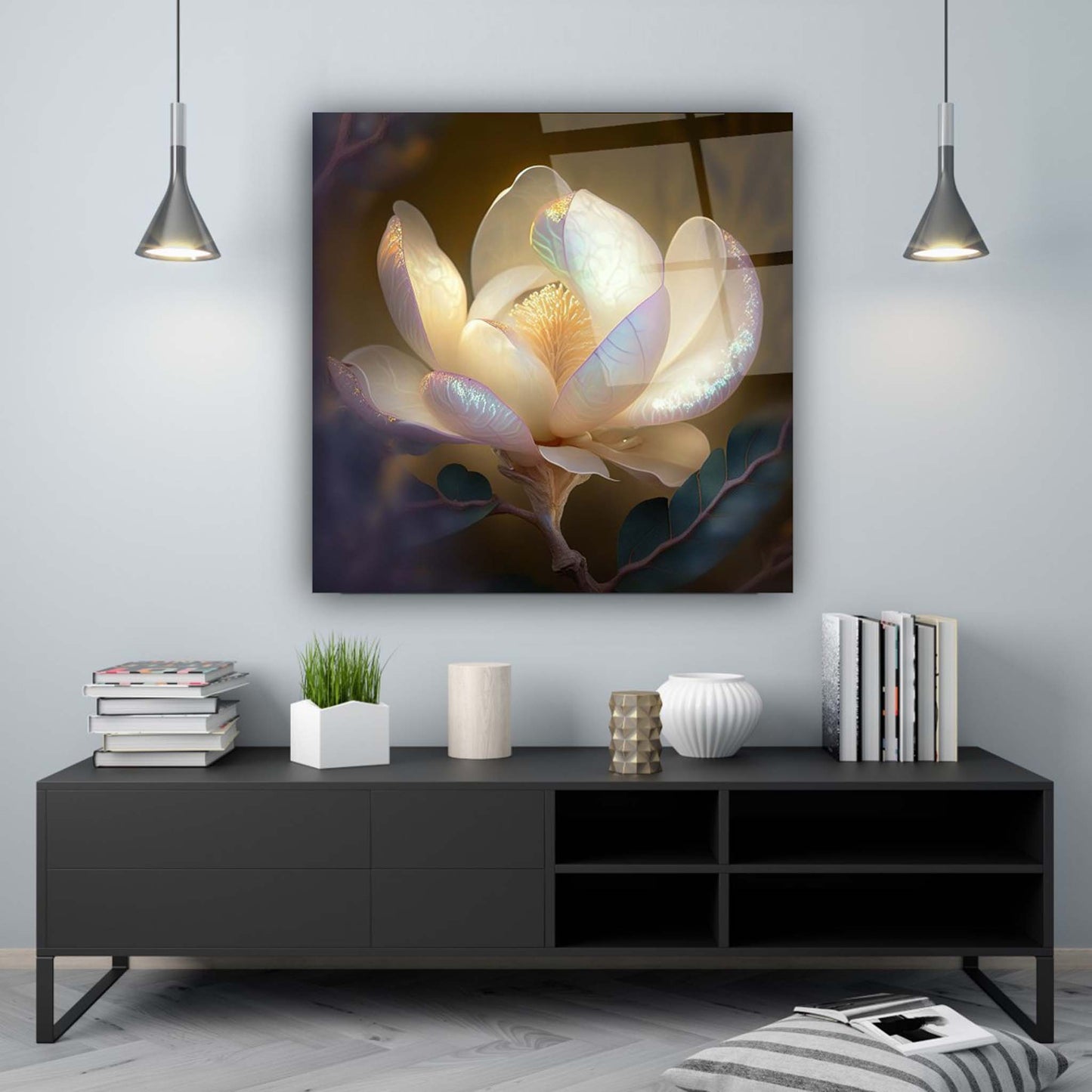 Lotus Flower Glass Wall Art 2