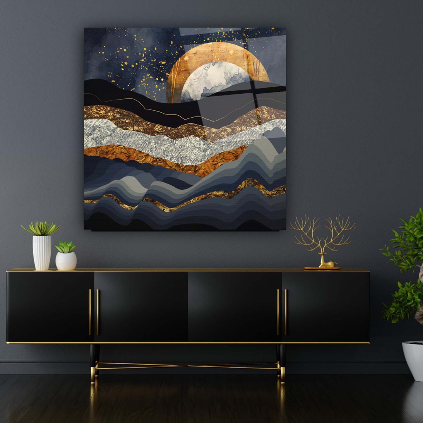 Night Landscape Glass Wall Art 2