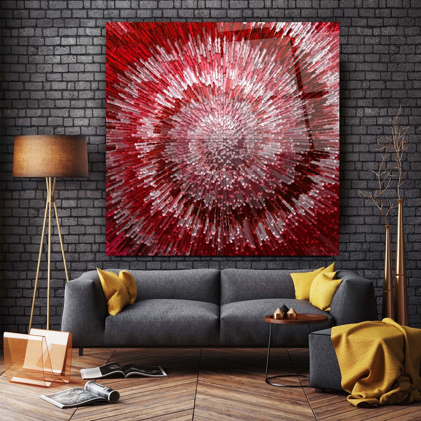 Abstract Red Glass Wall Art