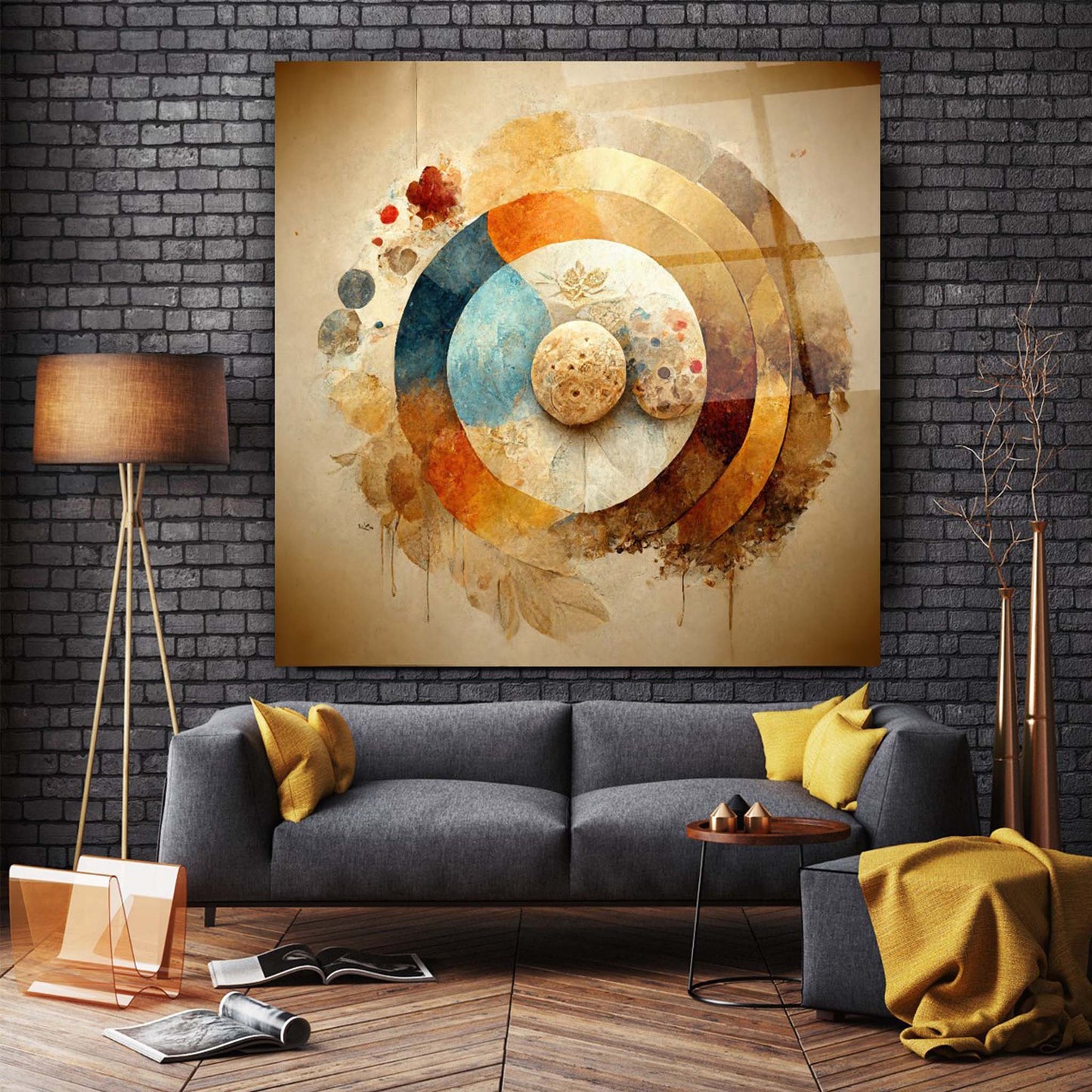 Abstract Round Glass Wall Art