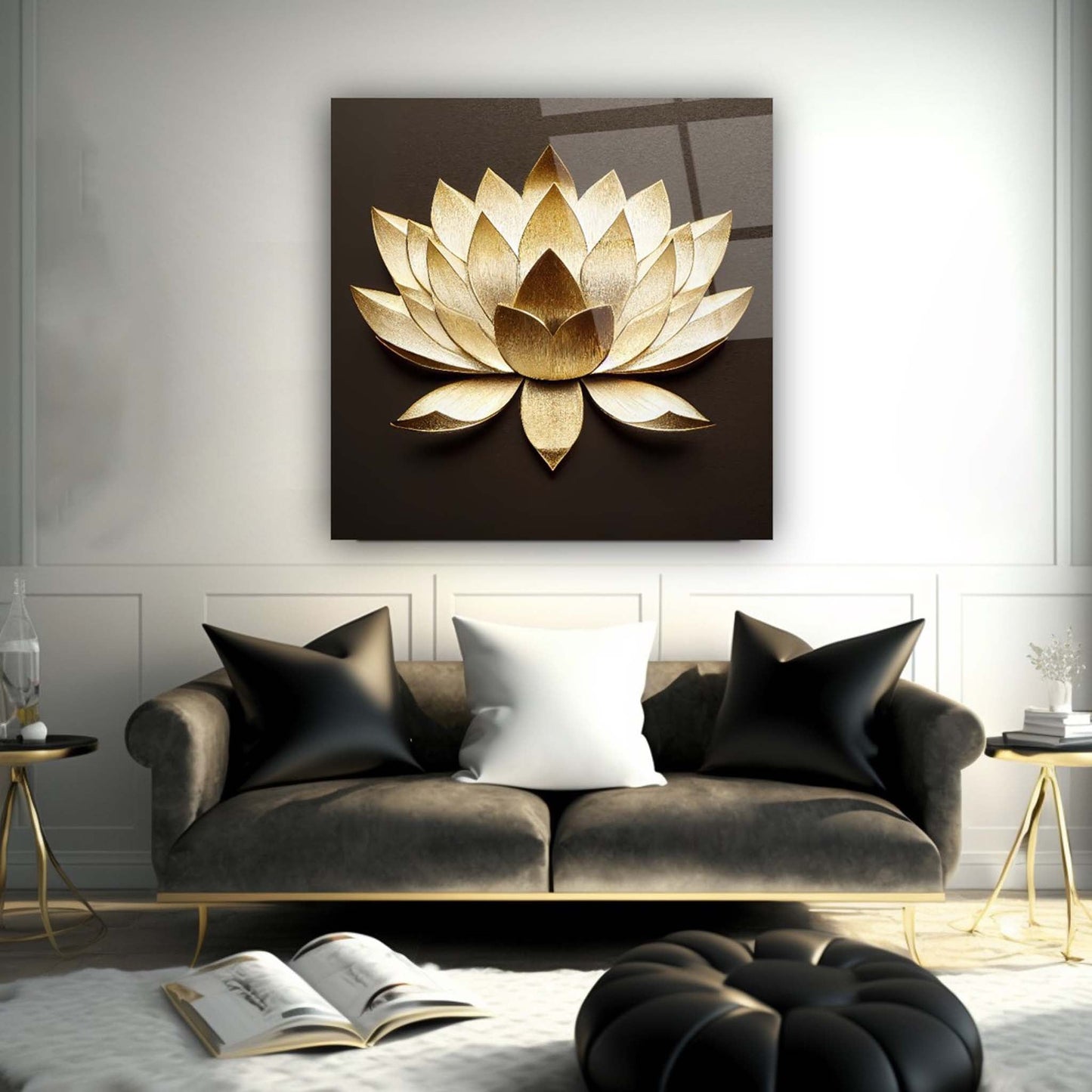 Lotus Flower Glass Wall Art