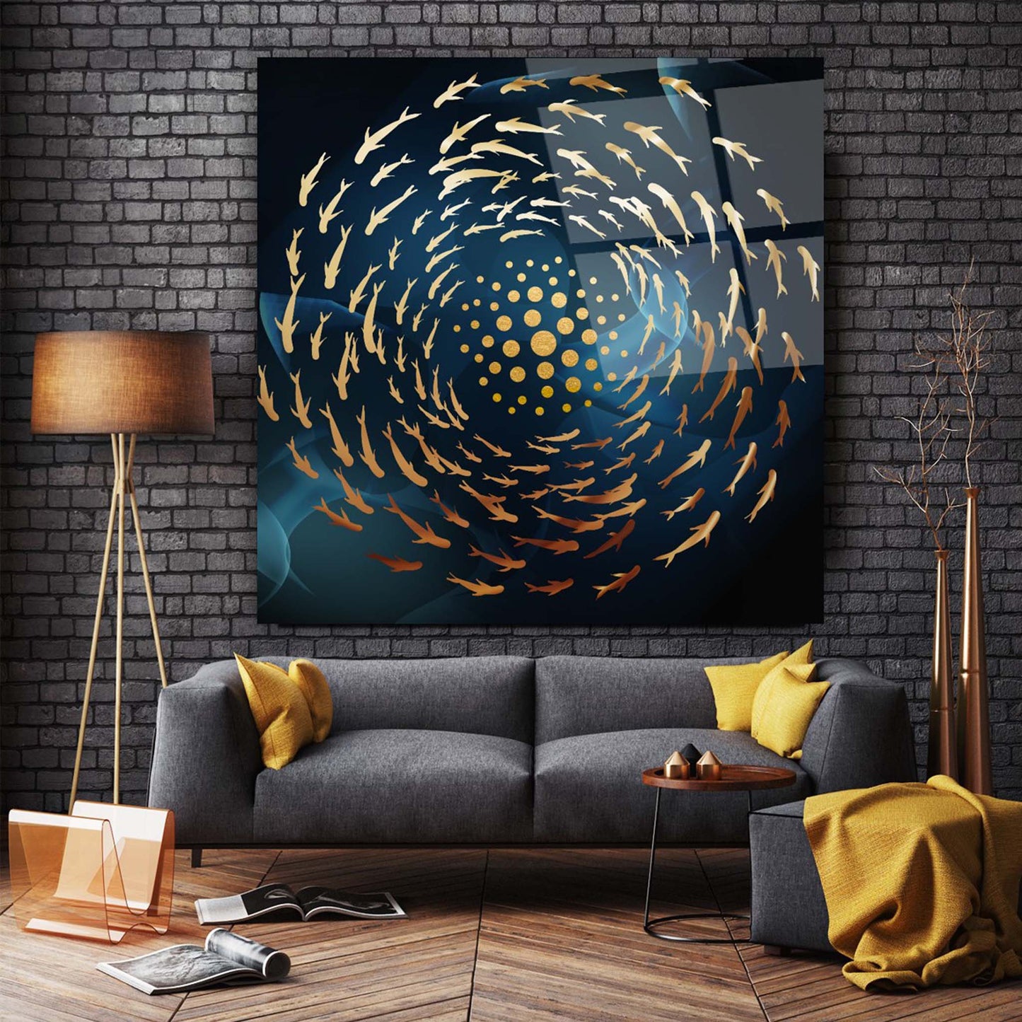 Fish Swirl Glass Wall Art