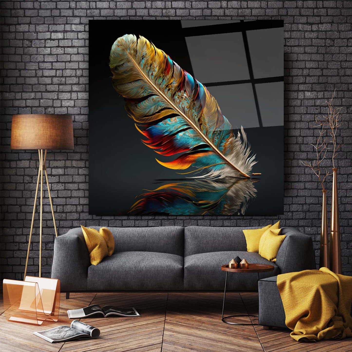 Feather Glass Wall Art