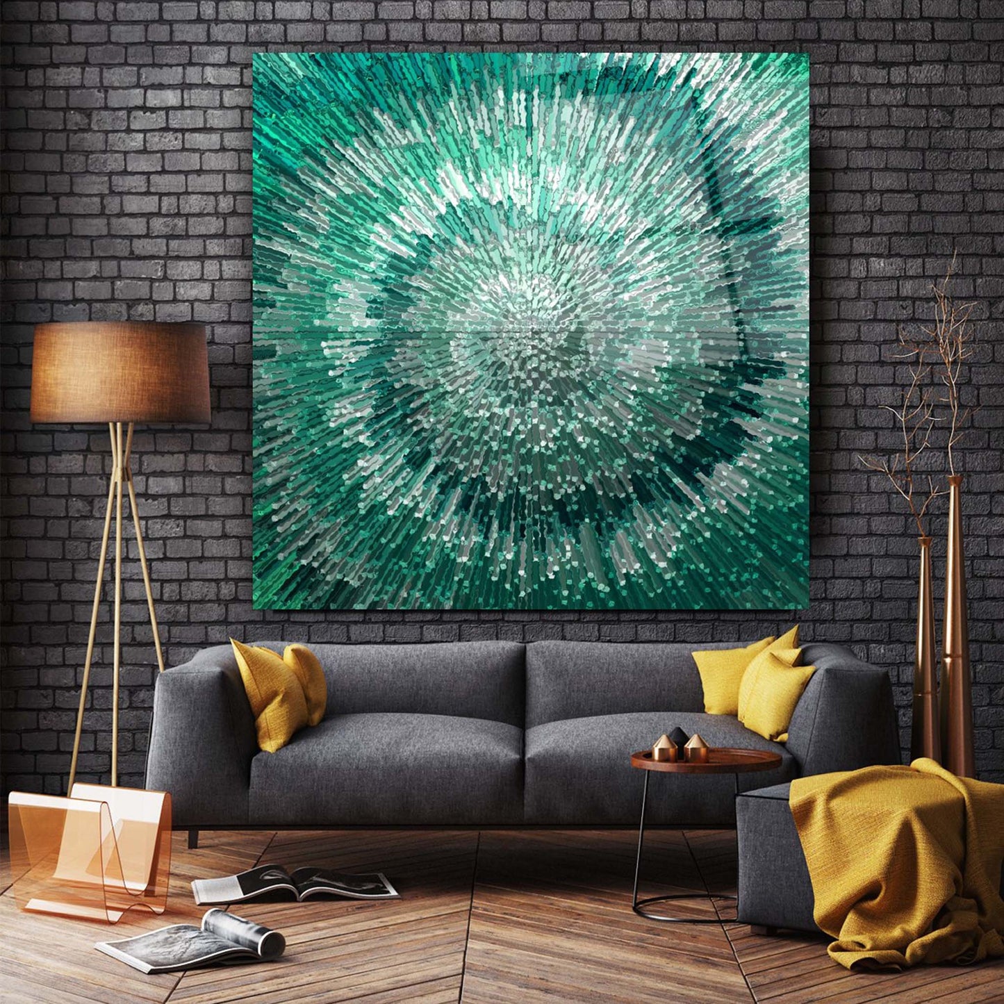 Abstract Green Glass Wall Art