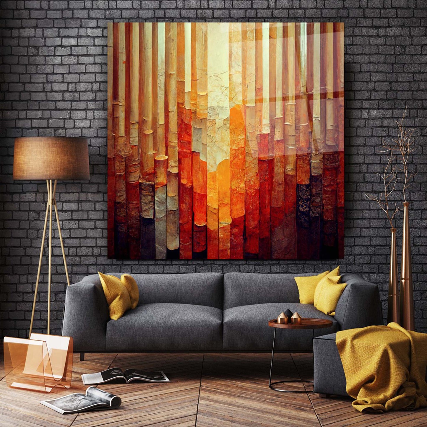 Abstract Orange Glass Wall Art