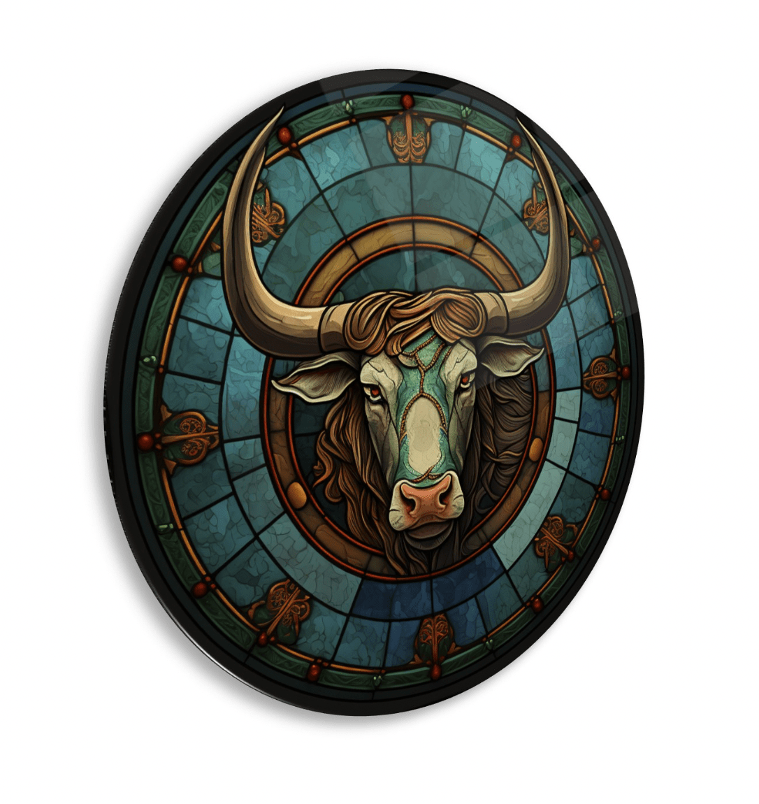 Bull Rounded Glass Wall Art