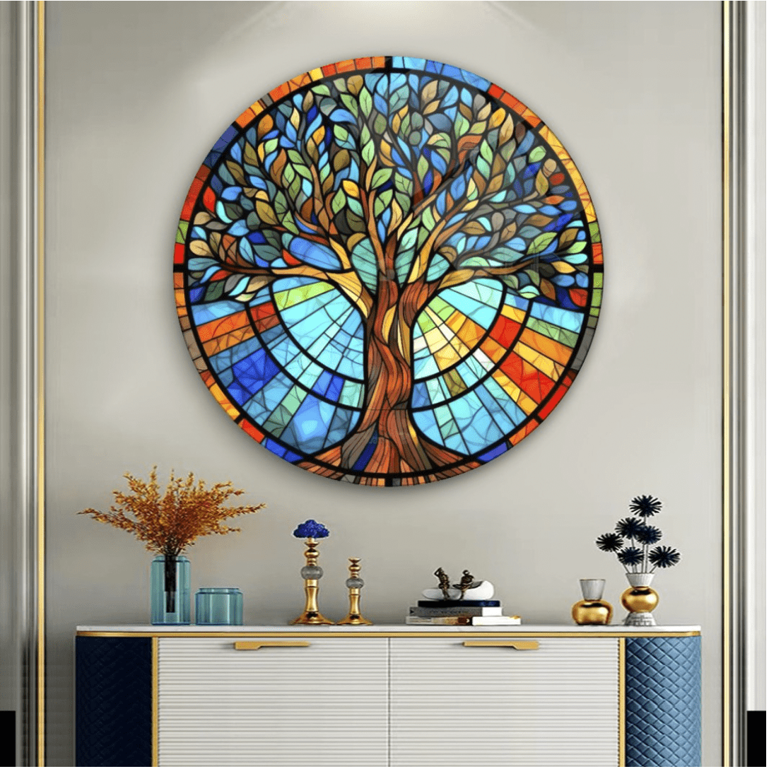 Tree of Life Rounded Glass Wall Art