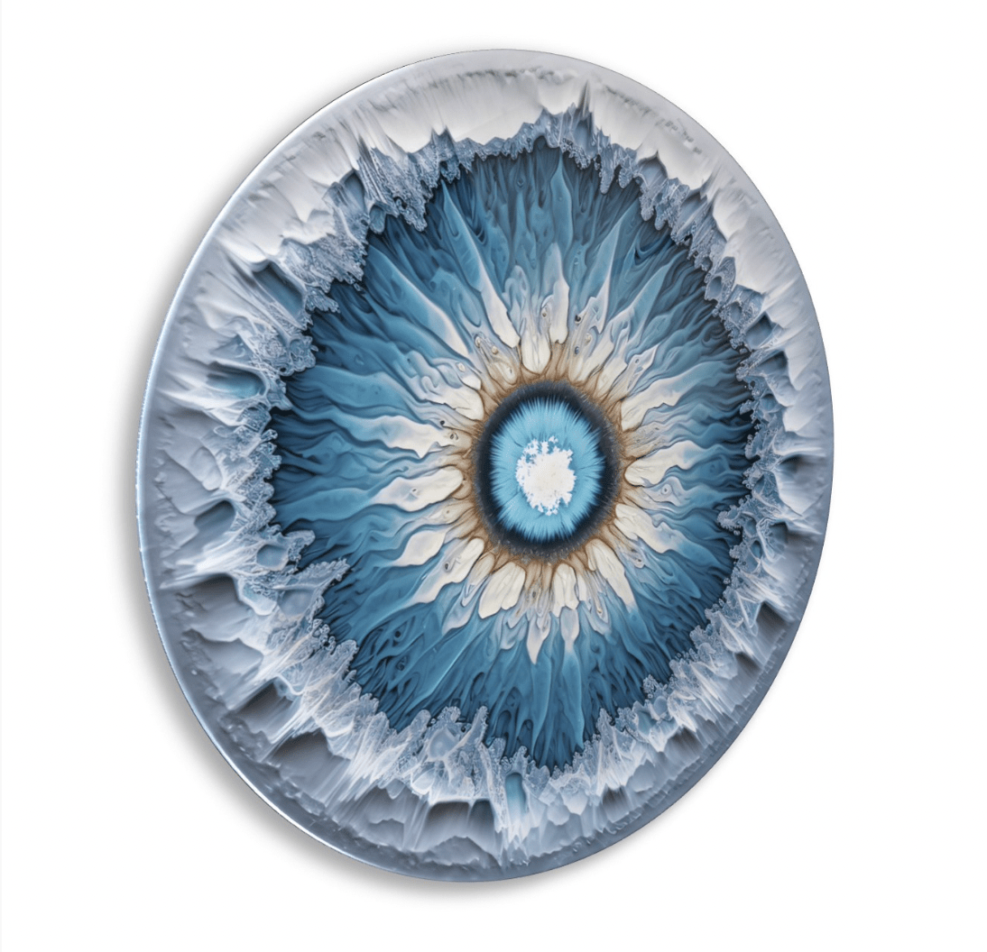 Blue & White Eye Rounded Glass Wall Art