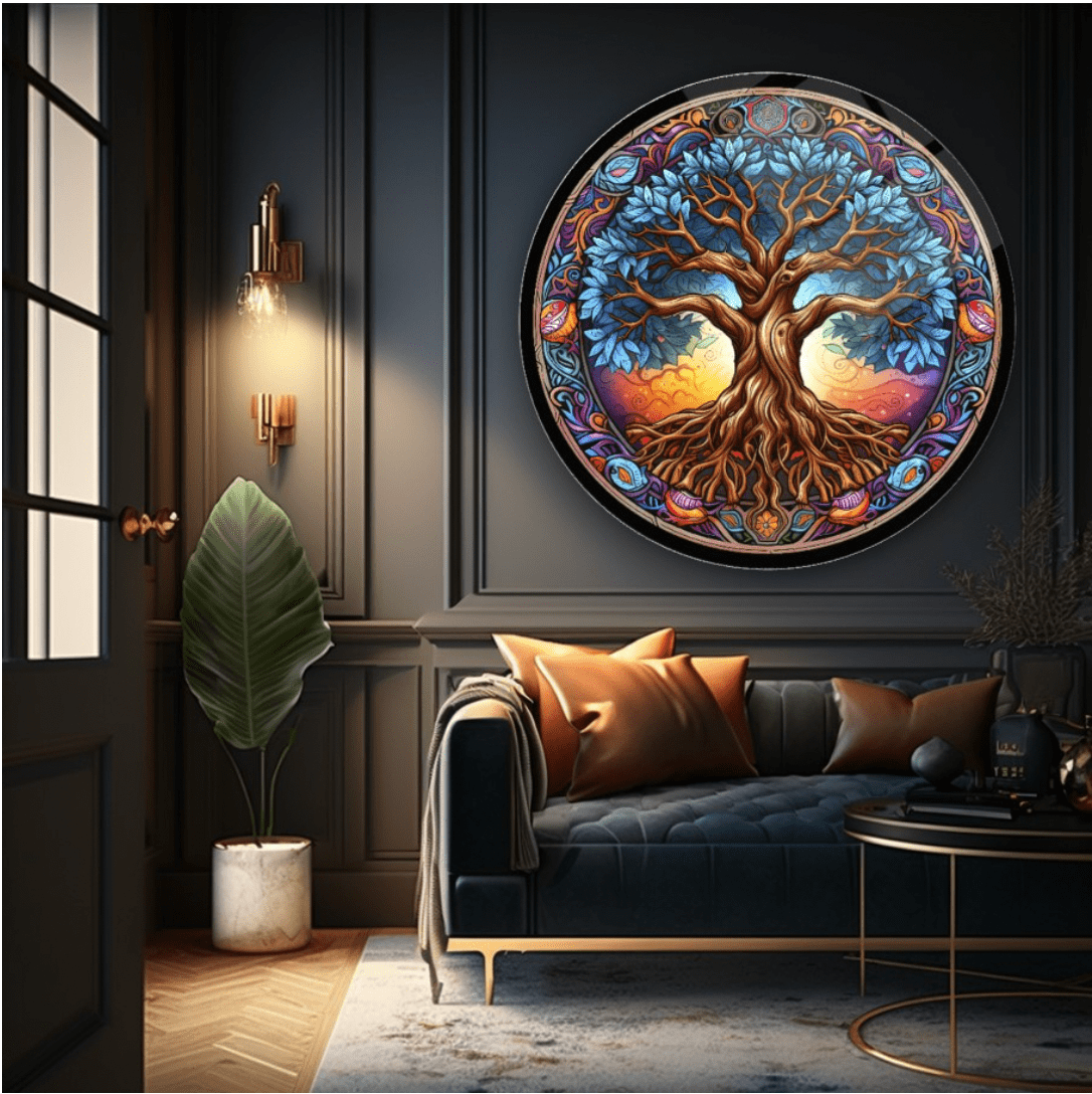 Colourful Tree Root Glass Wall Art