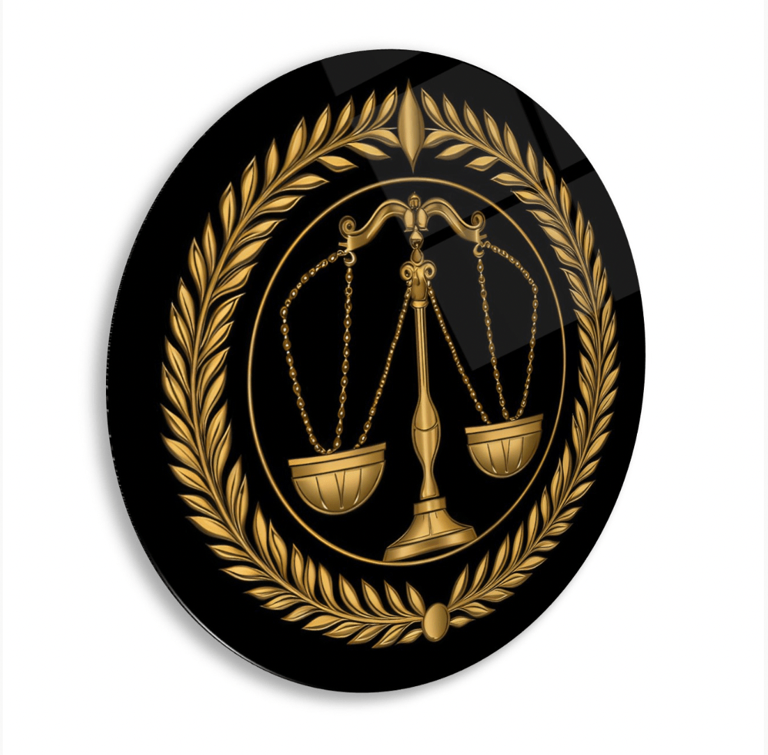 Scales of Justice Rounded Glass Wall Art