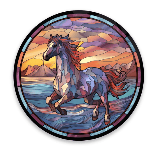 Colourful Horse Glass Wall Art