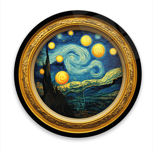 Van Gogh Starry Night Rounded Glass Wall Art