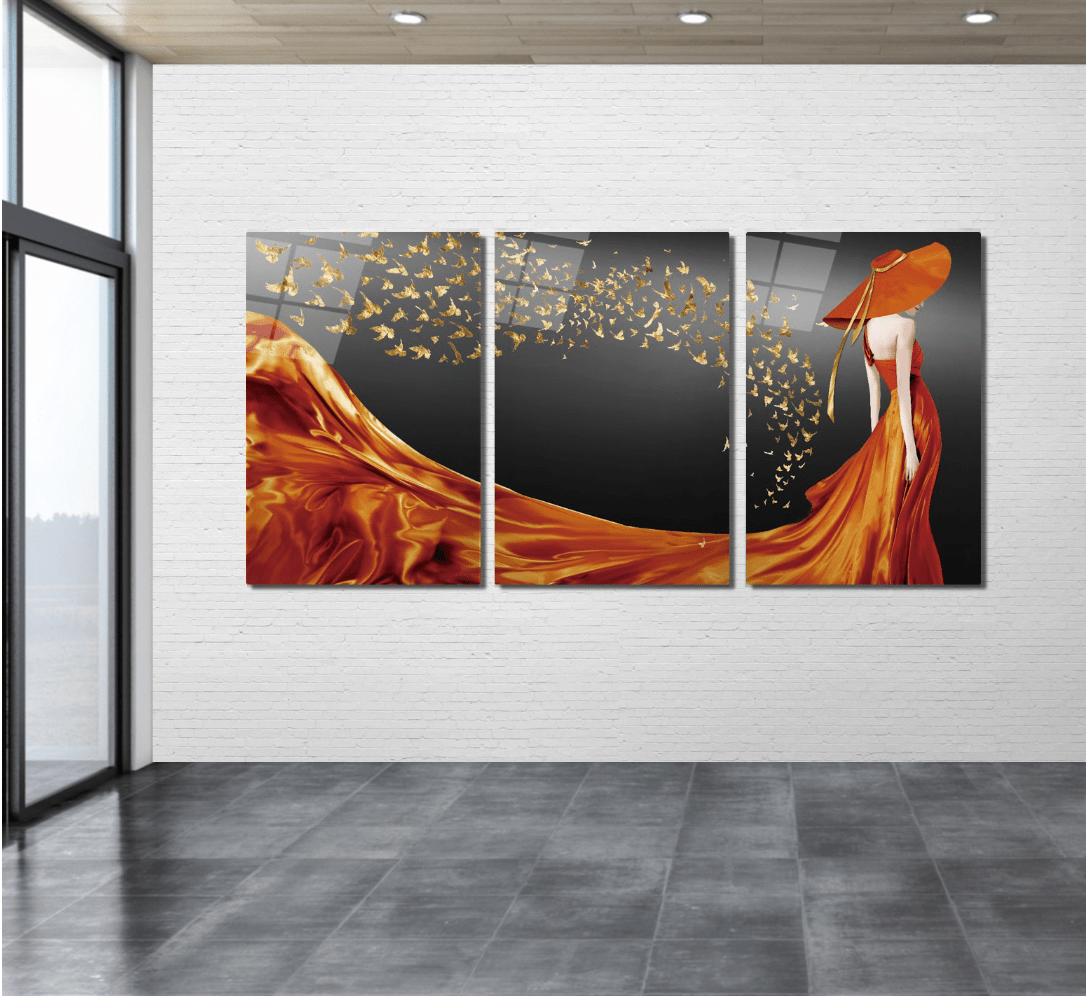 Woman in Dress Glass Wall Art & Set of 3